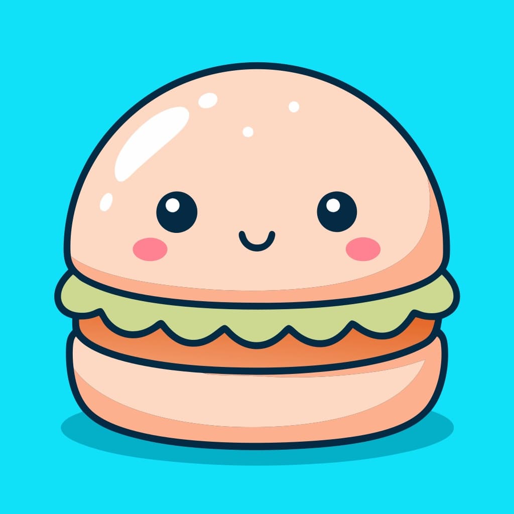Adorable Cartoon Burger Vector
