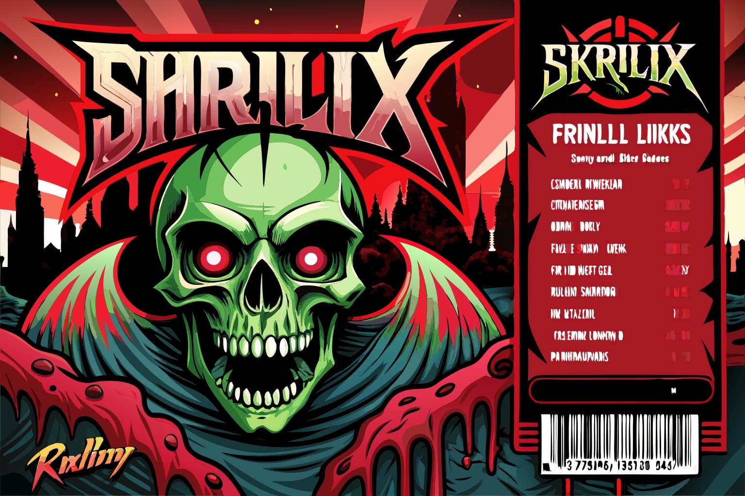 Futuristic Skrilix Energy Drink Label Design