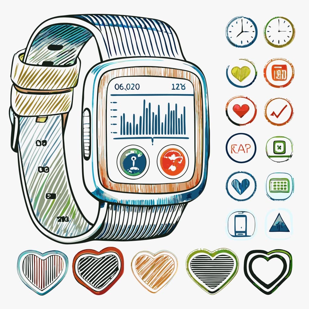 Digital Fitness Metrics Dashboard Illustration