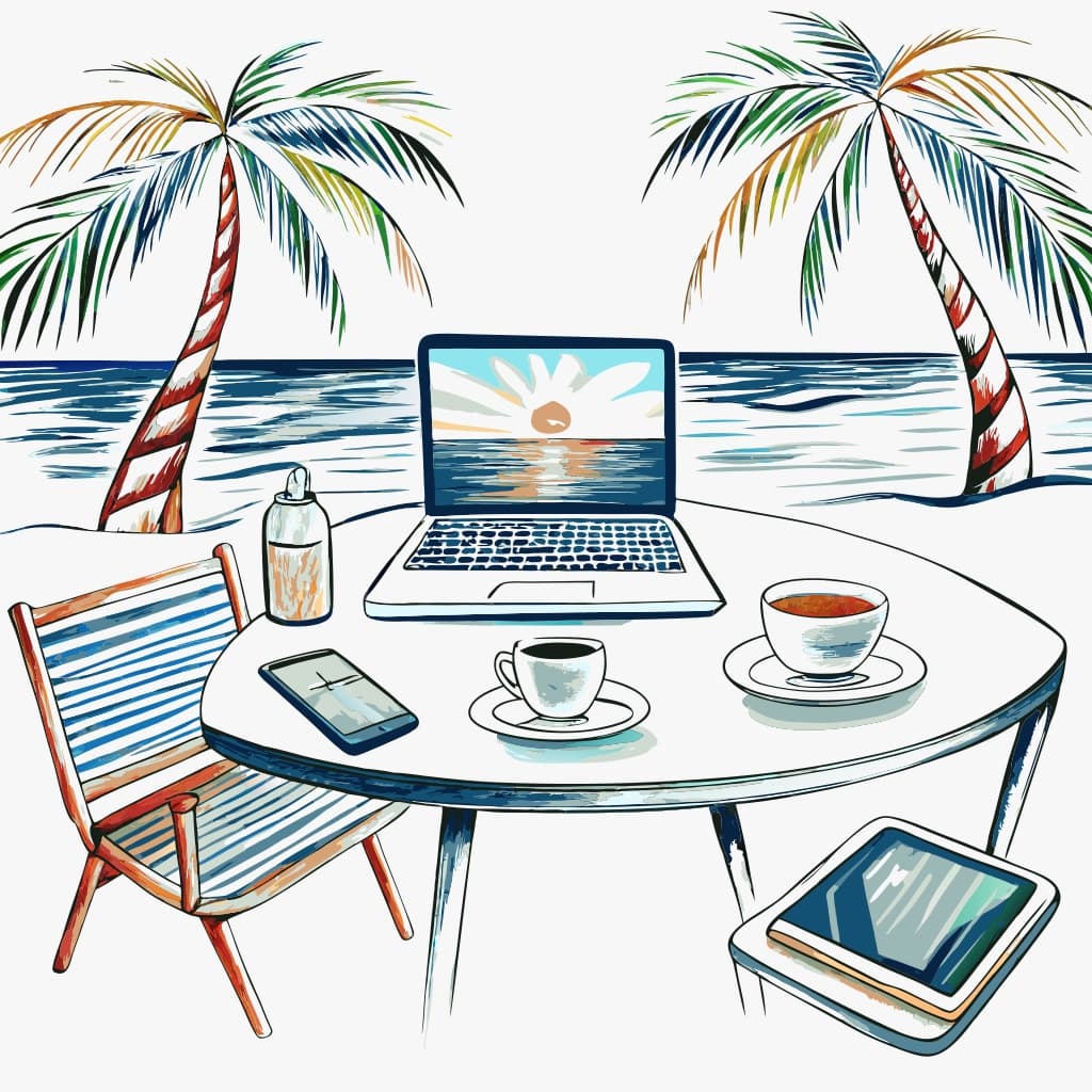 Digital Nomad Workstation Vector Illustration