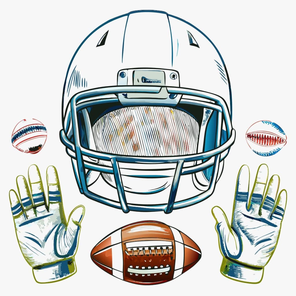 American Football Helmet and Gloves Vector