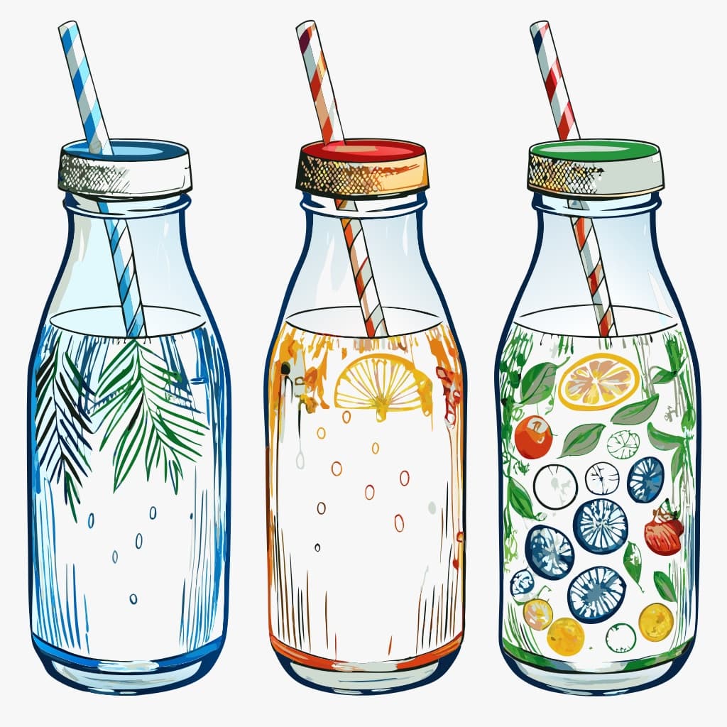 Assorted Fresh Juice Bottle Vector