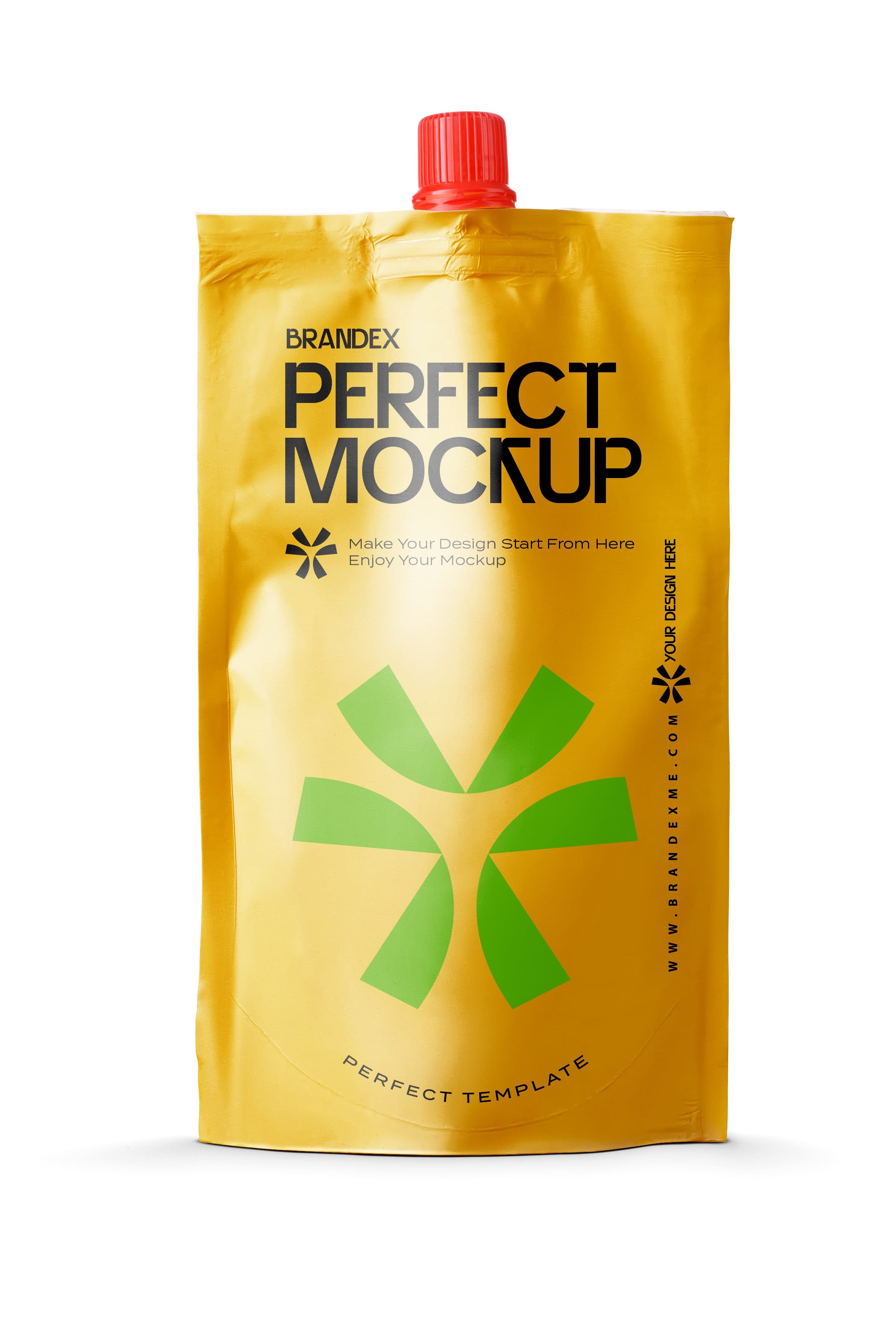 Golden Flexible Spout Pouch Packaging Mockup for Liquid Products