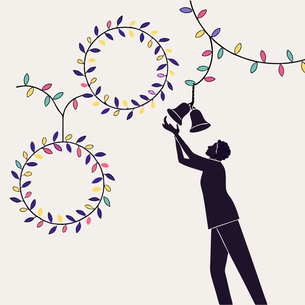 Festive Light Wreath and Bell Design