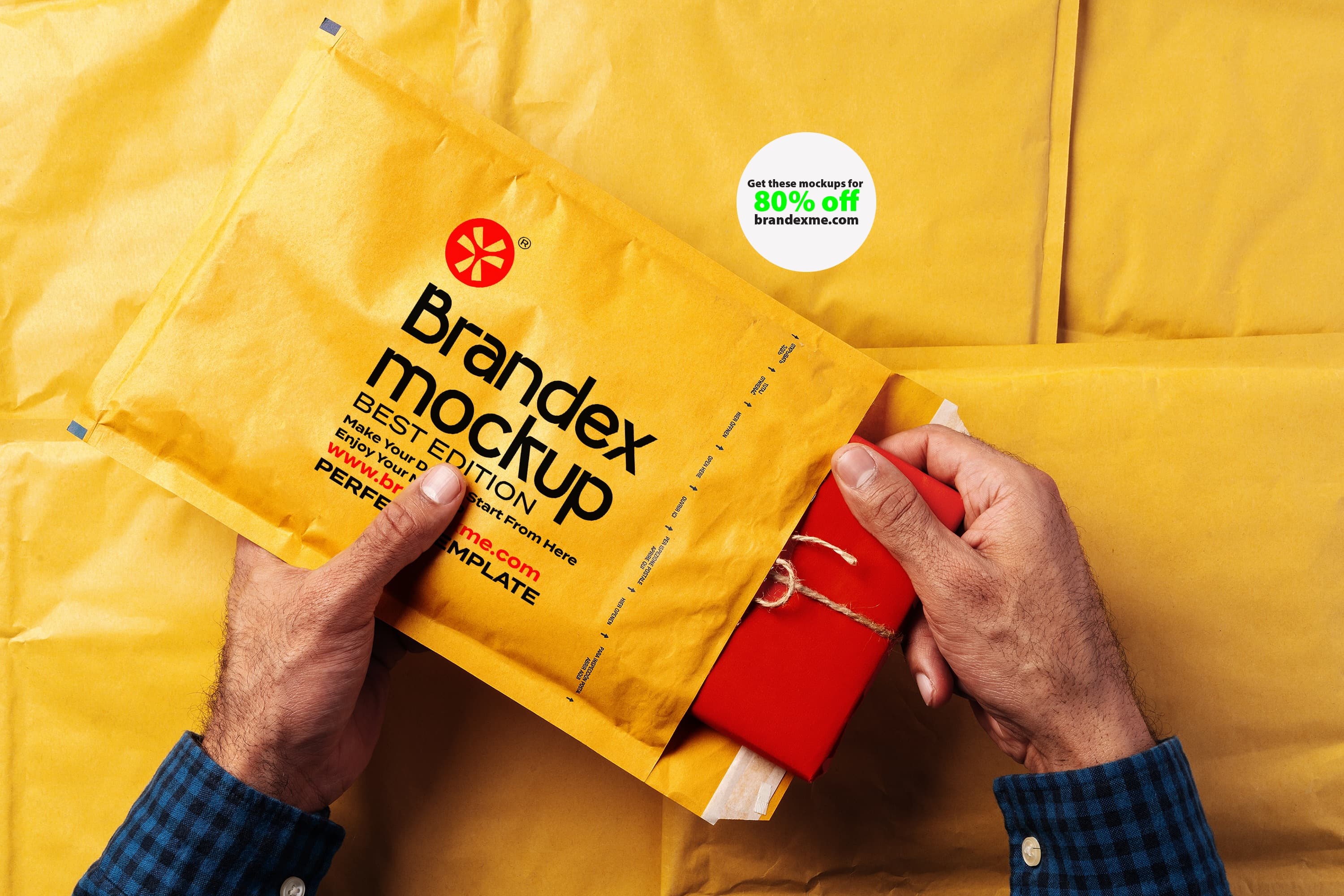 Yellow Mailing Pouch Mockup Gift Packaging Presentation