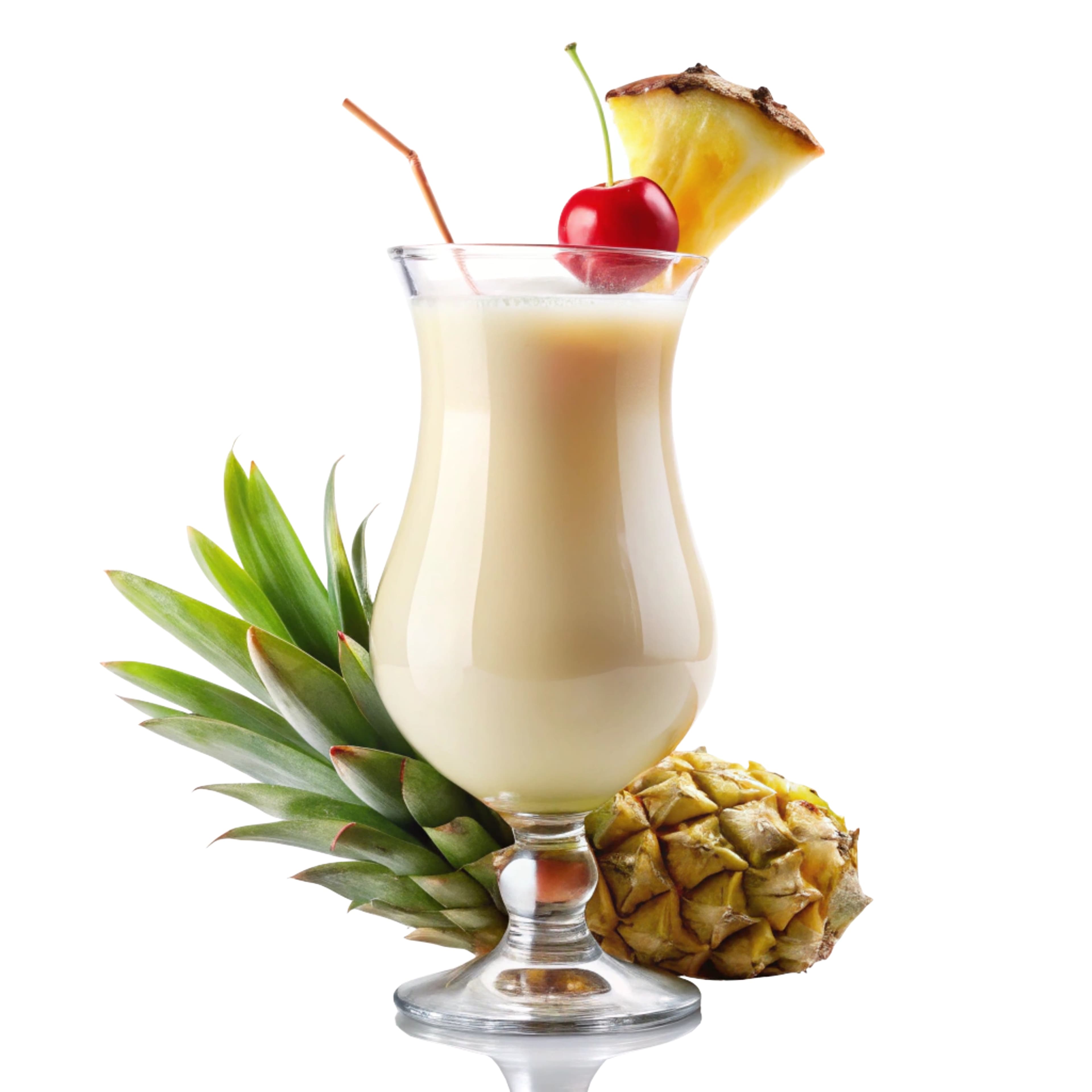 Tropical Pina Colada with Pineapple Garnish - Isolated