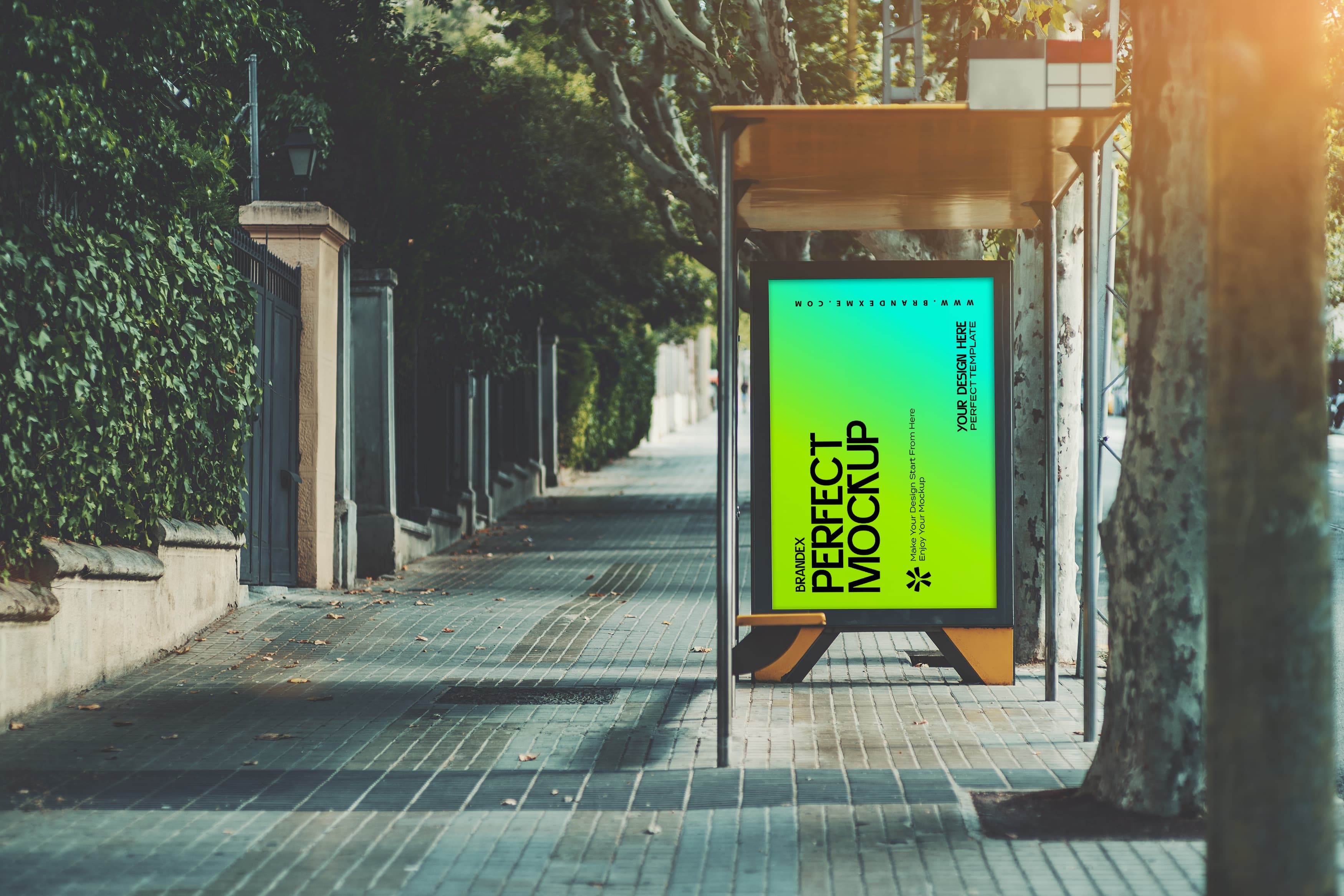 Bus Stop Advertising Poster Mockup Vibrant Gradient Style