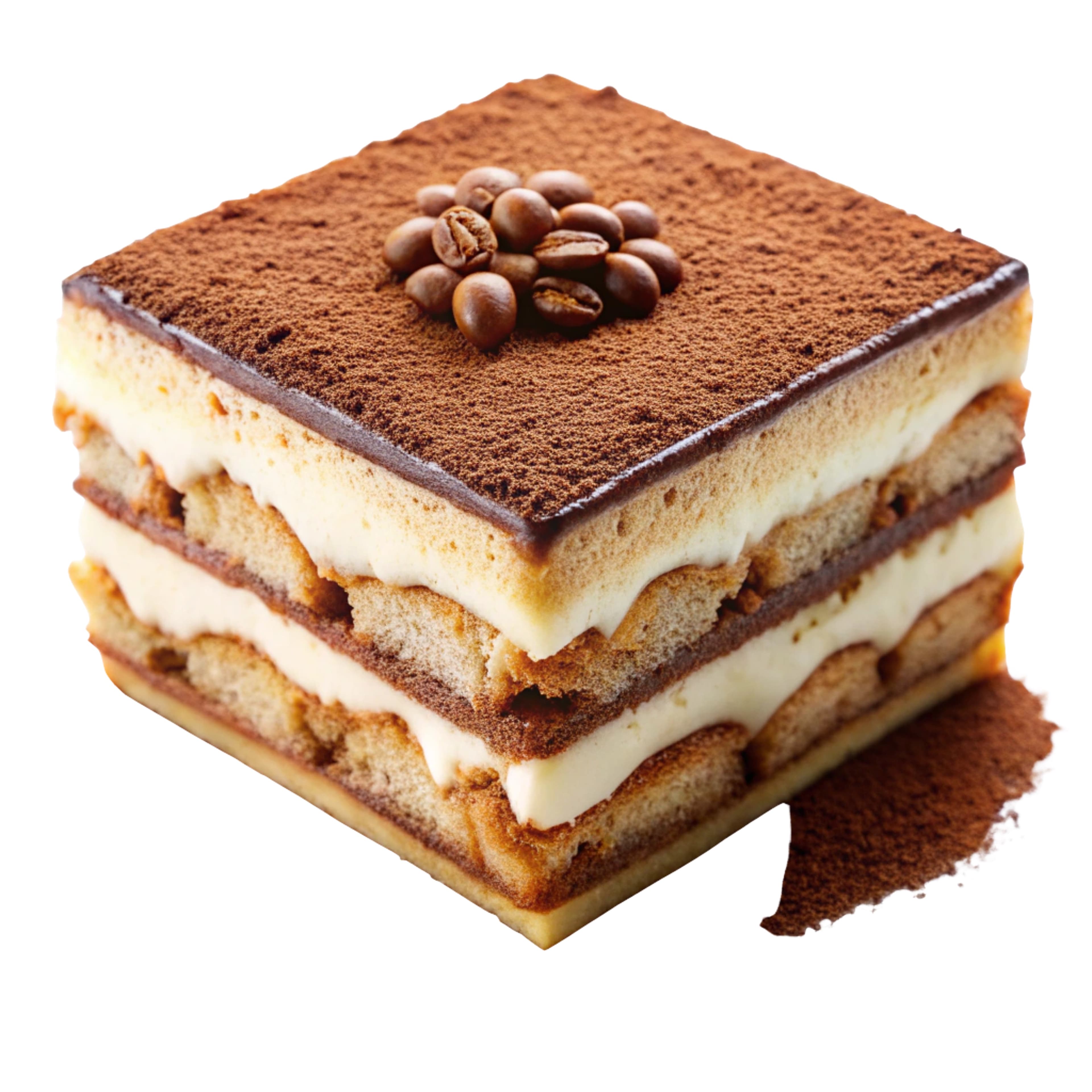 Classic Tiramisu with Cocoa Powder - Isolated Dessert Image