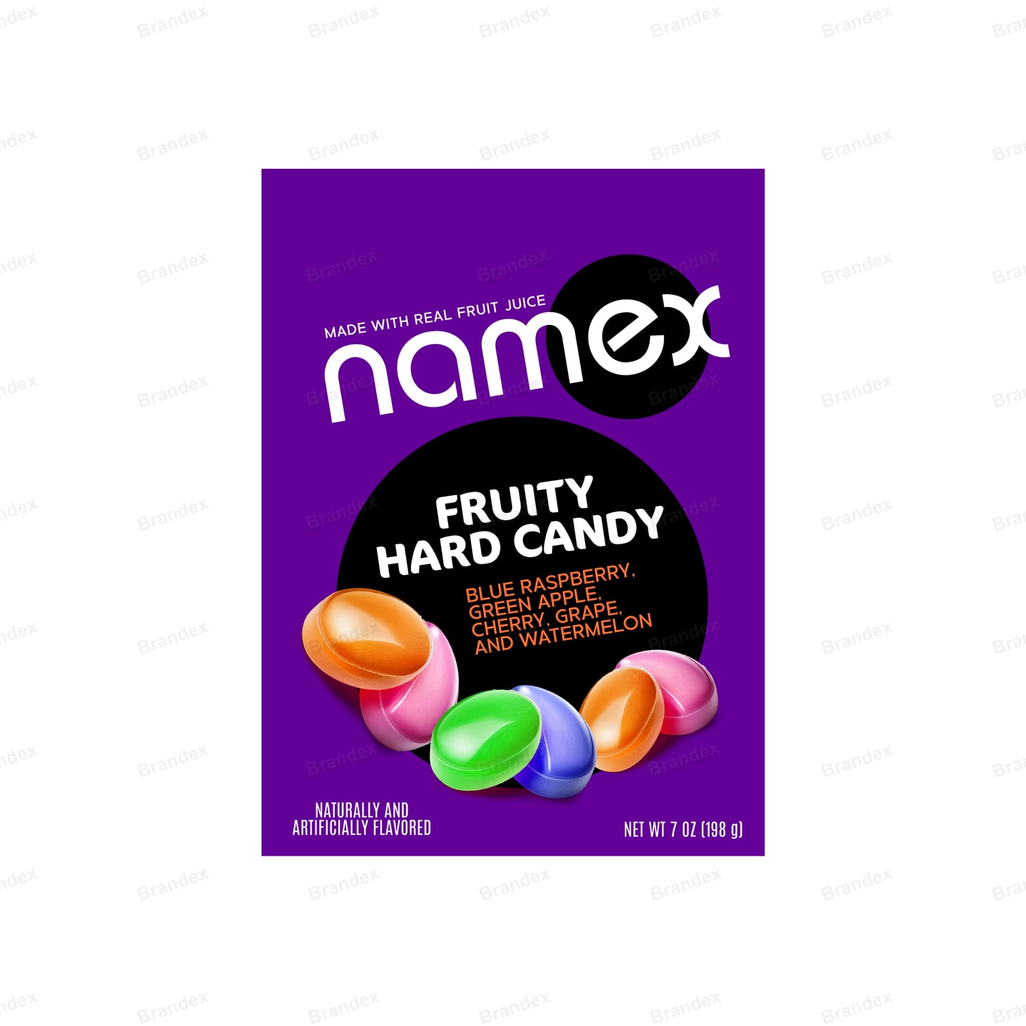 Namex Fruity Hard Candy Pouch Packaging Mockup — Purple