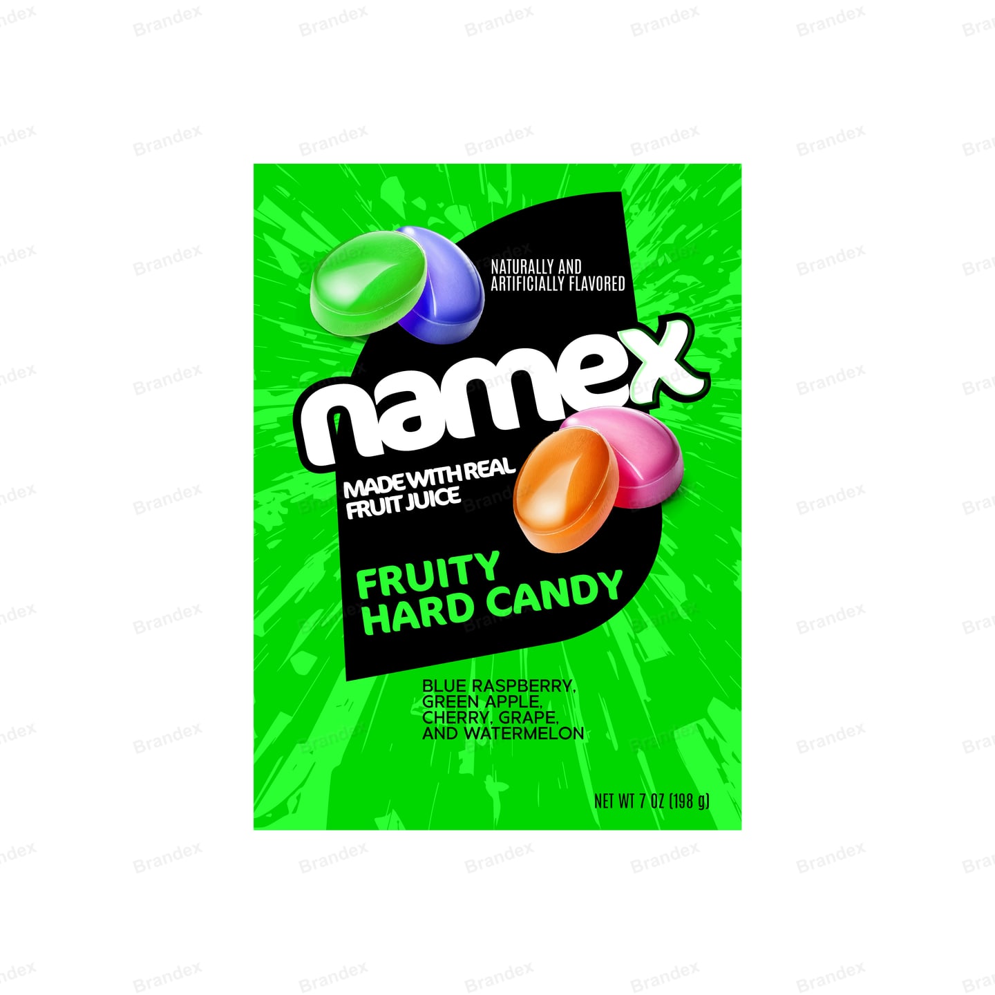 Namex Fruity Hard Candy Pouch Packaging Mockup — Green