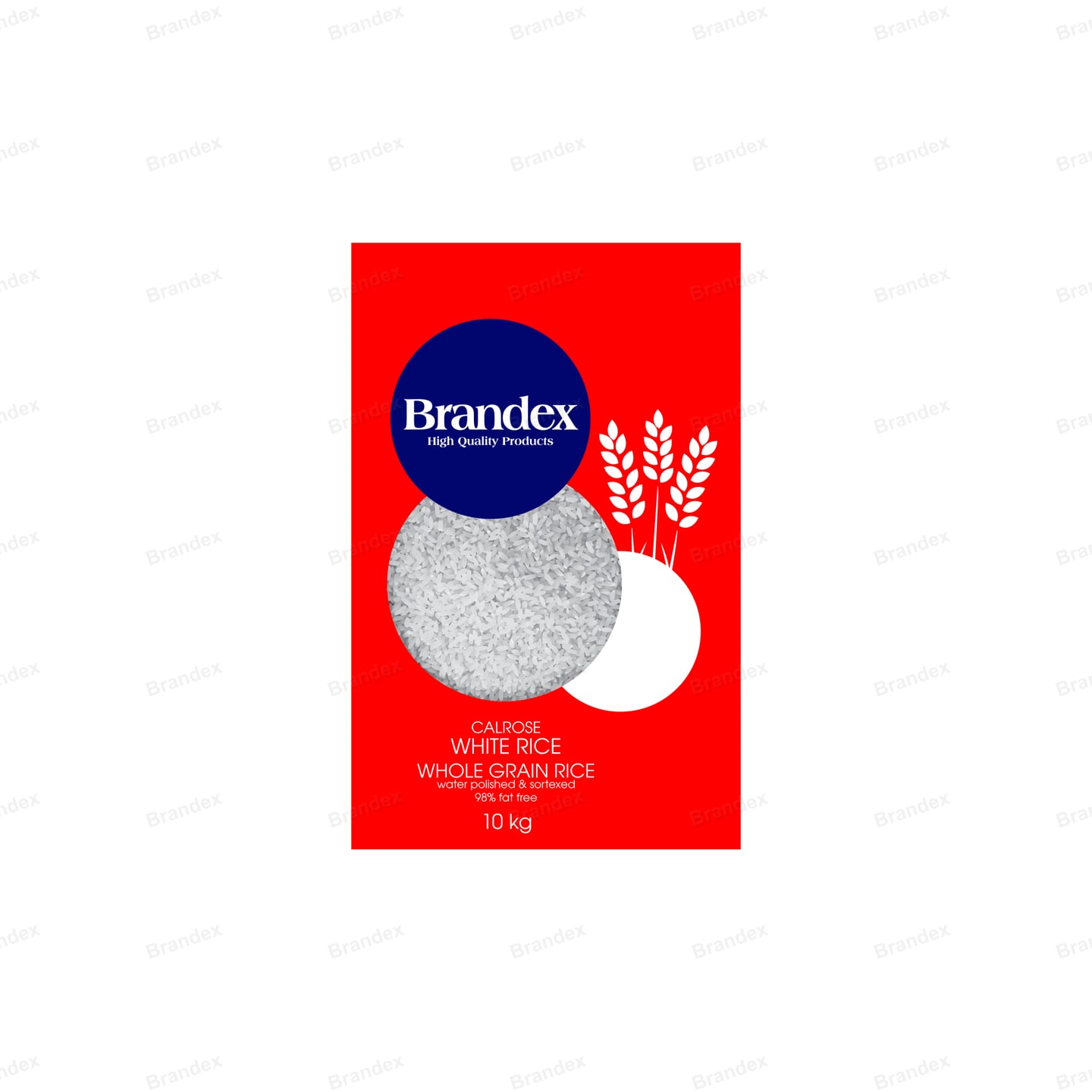 Brandex Rice Bag Packaging Mockup — Red — White Rice