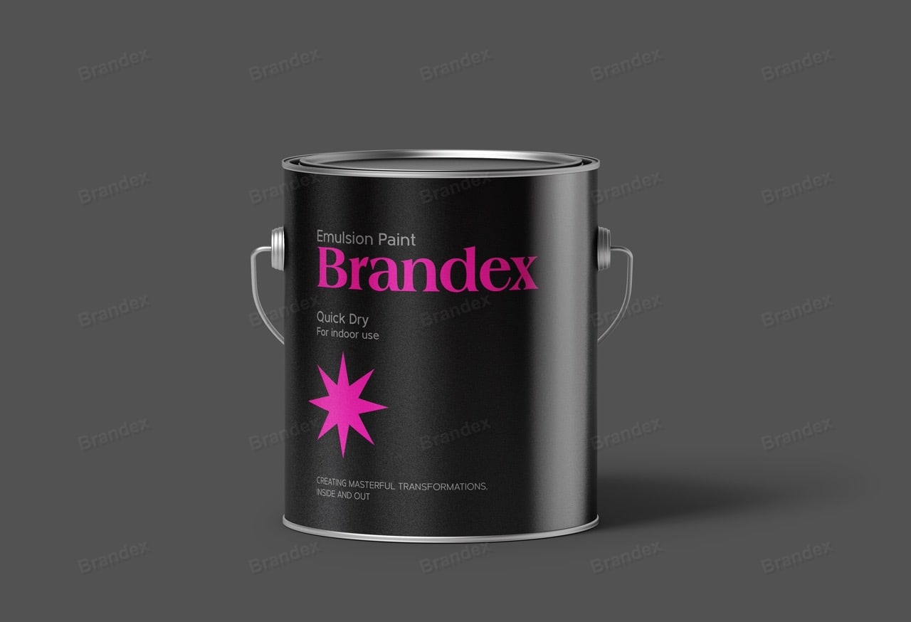 Brandex Emulsion Paint Tin Packaging Mockup — Black Quick-Dry