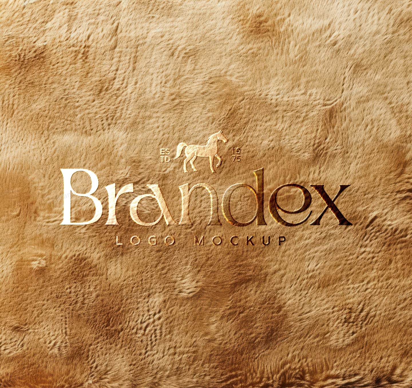 Gold Foil Embossed Logo Mockup on Warm Tan Leather Texture