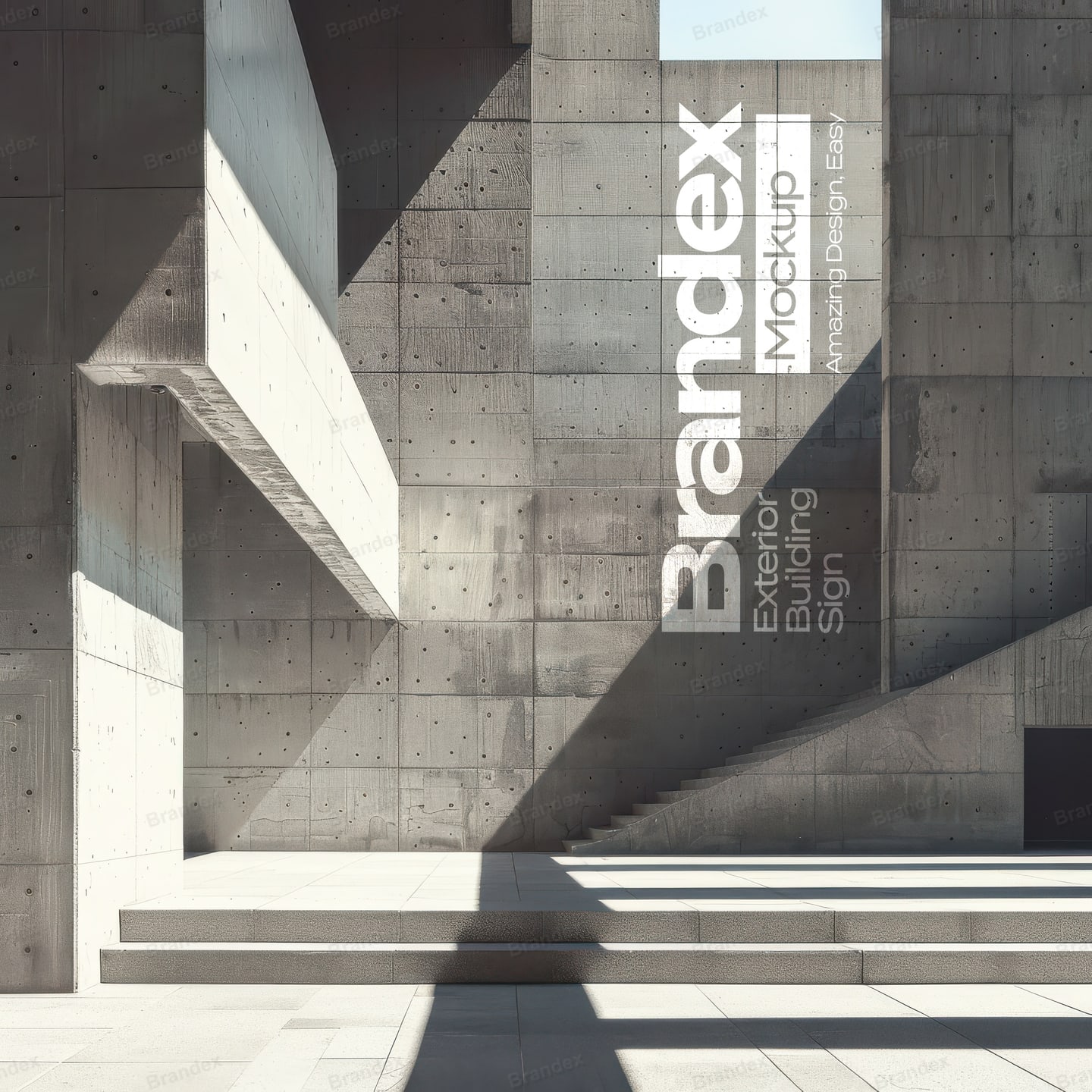 Exterior Building Signage Mockup Photorealistic Logo Display