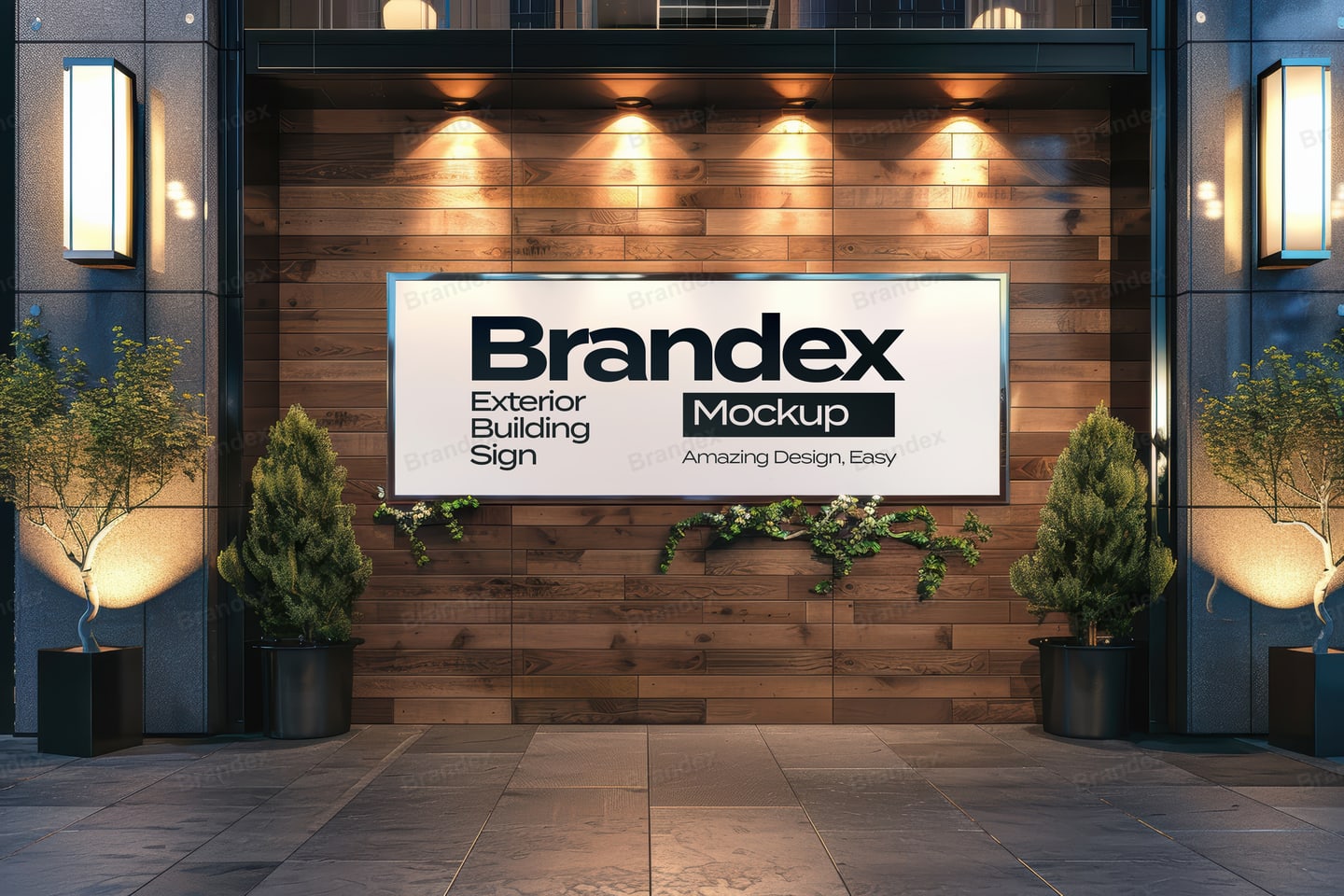 Photorealistic Wall Sign Mockup Outdoor Branding Display