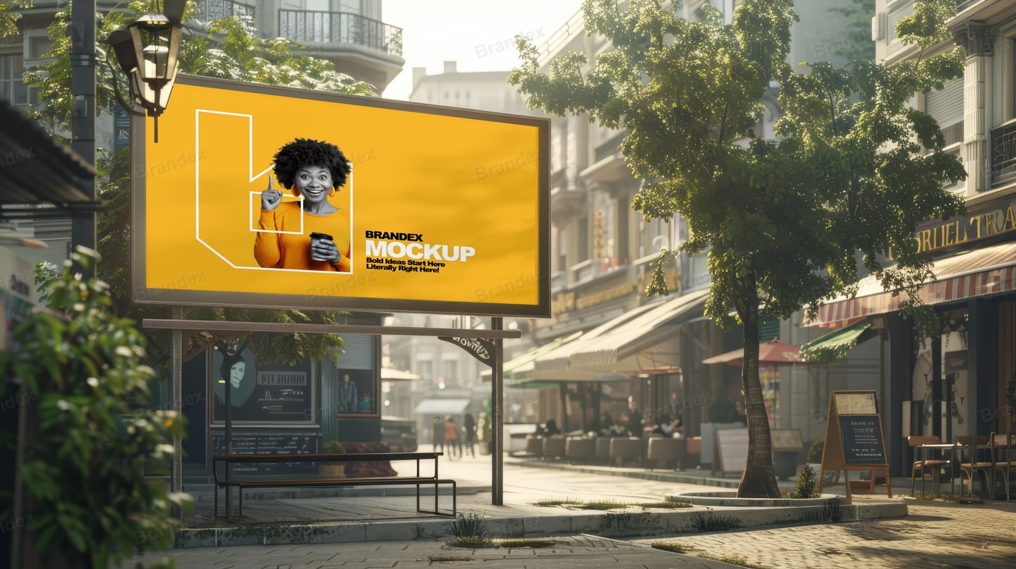 Photorealistic Urban Storefront Signage Ad Mockup
