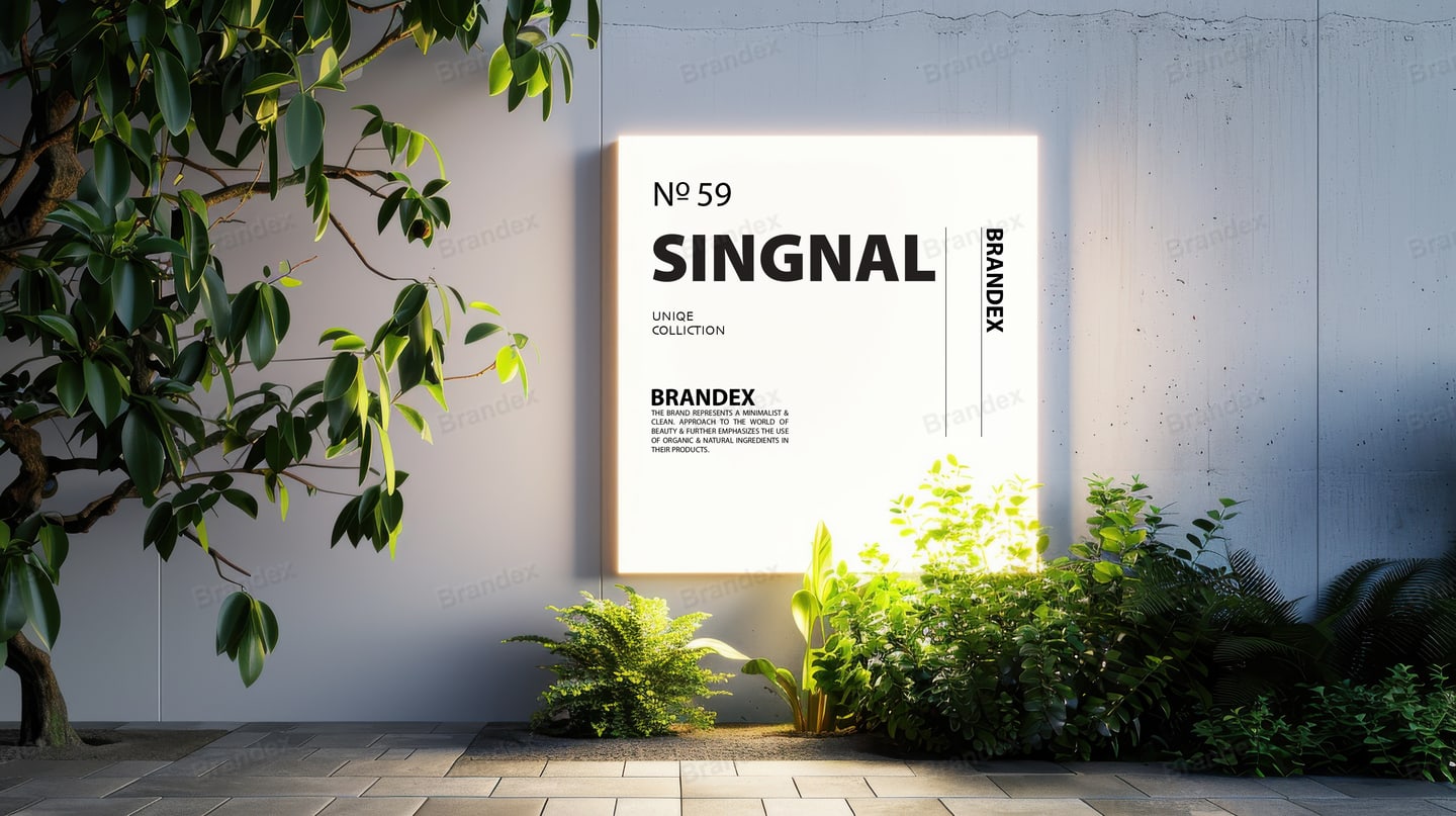 Outdoor Signage Mockup Photorealistic Urban Wall Display