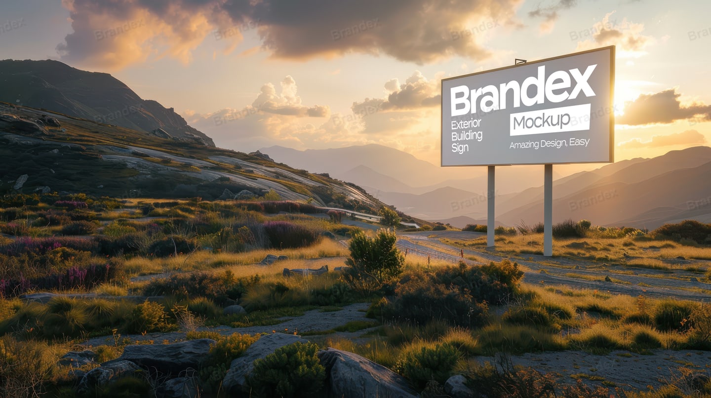 Photorealistic Outdoor Signage Mockup Dynamic Perspective Branding Presentation