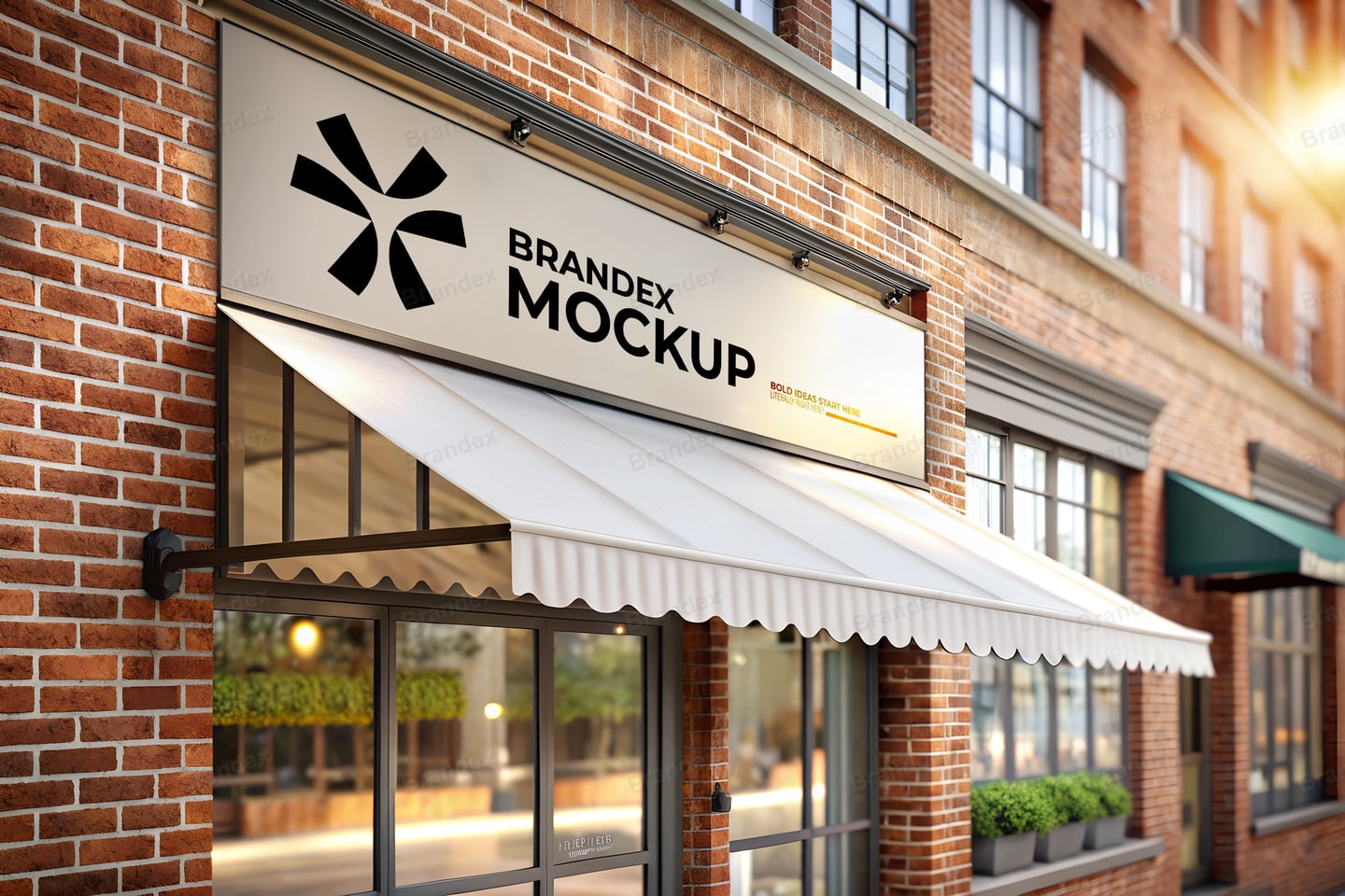 Umbrella Retail Shop Mockup Photorealistic Front View Branding