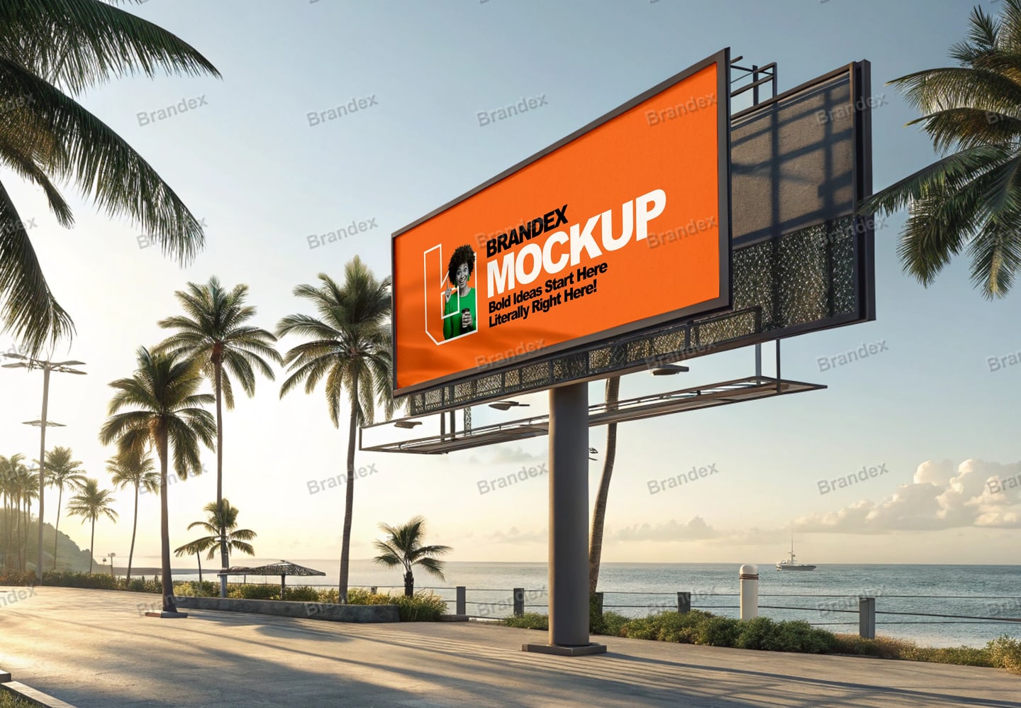 Premium Tropical Roadside Billboard – Coastal Outdoor Advertising Mockup