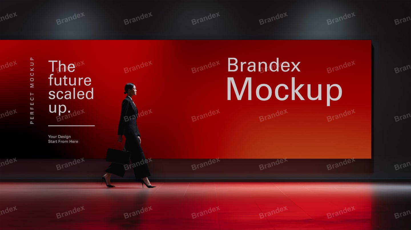 Modern Metropolitan Indoor Wide-Format Billboard Mockup Showcase