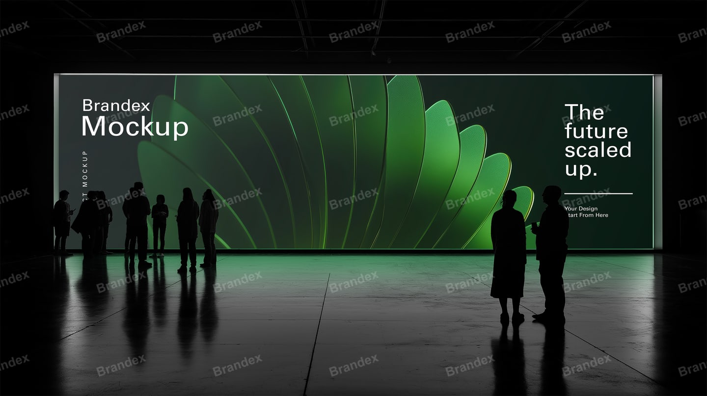 Modern Exhibition Gallery Wide-Format Billboard Mockup Showcase