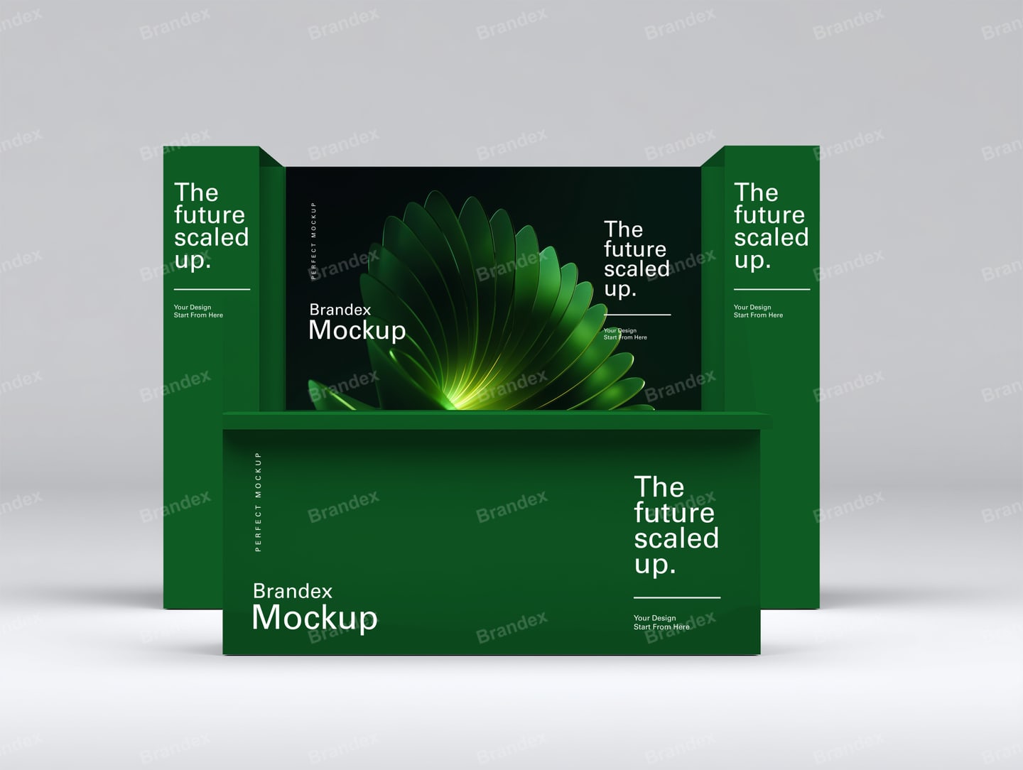 Modern Forest Green Modular Exhibition Booth Mockup Showcase
