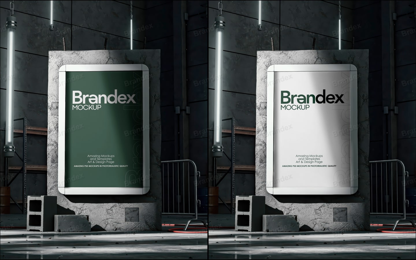 Modern Vertical Sign on Concrete Pillar Mockup