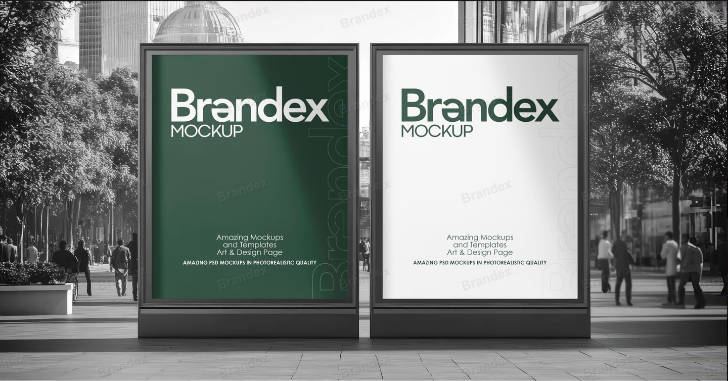 Modern Side-by-Side City Street Signage Mockup