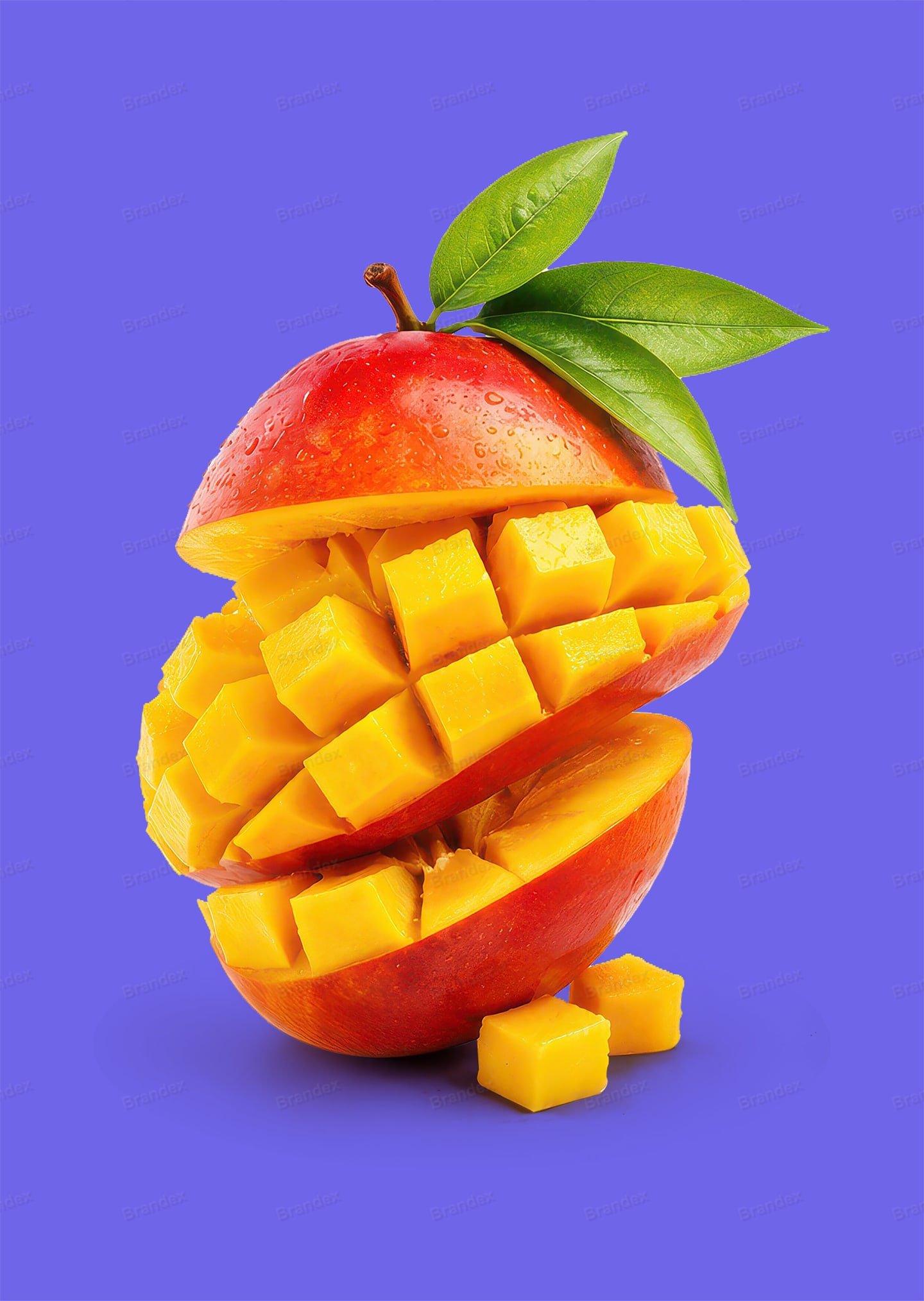 Premium Brandex Food – Surrealist Sliced Mango "Pixel" Mockup