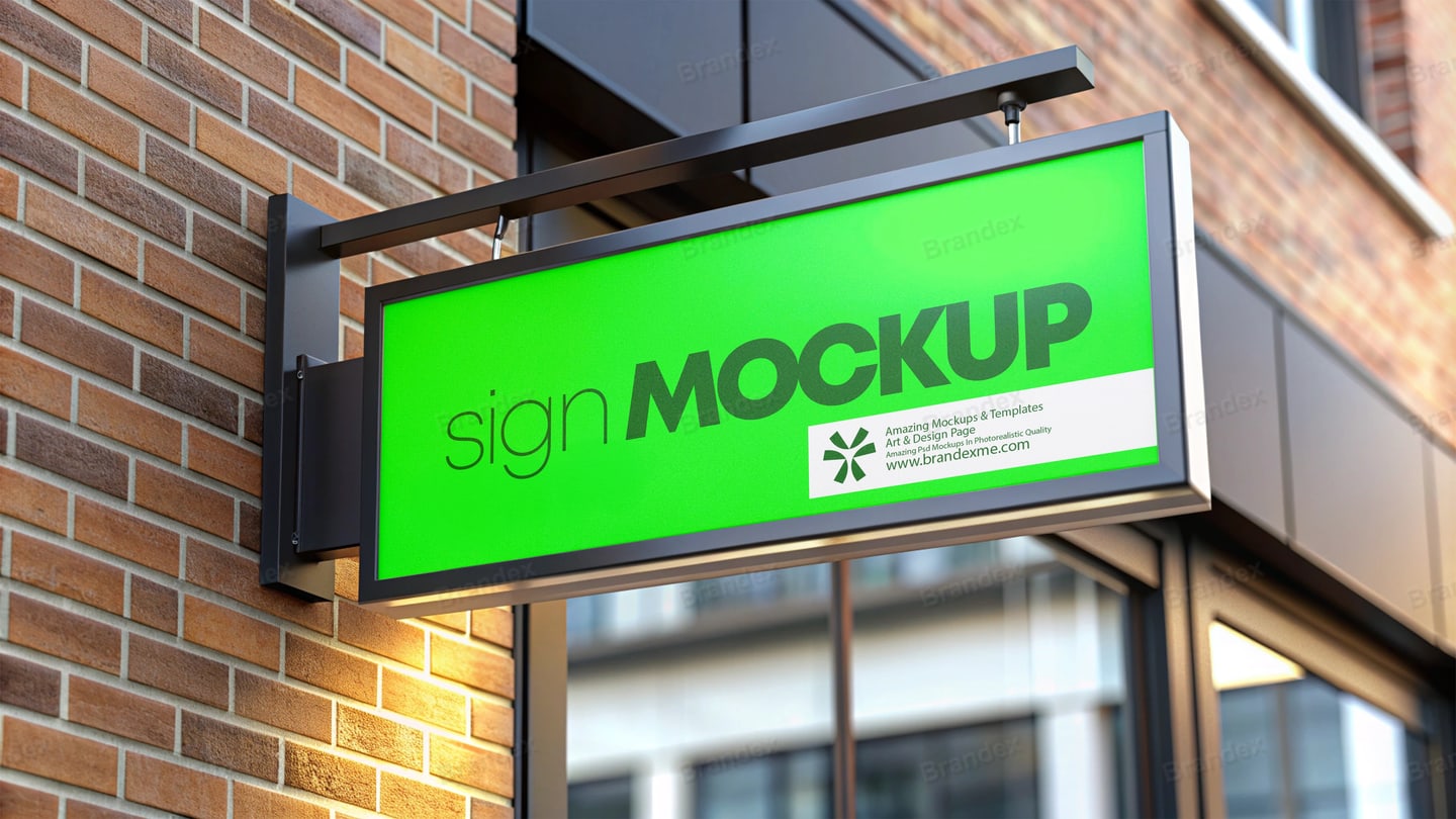 Premium Brandex Outdoor Media – Modern Wall-Mounted Retail Sign Mockup