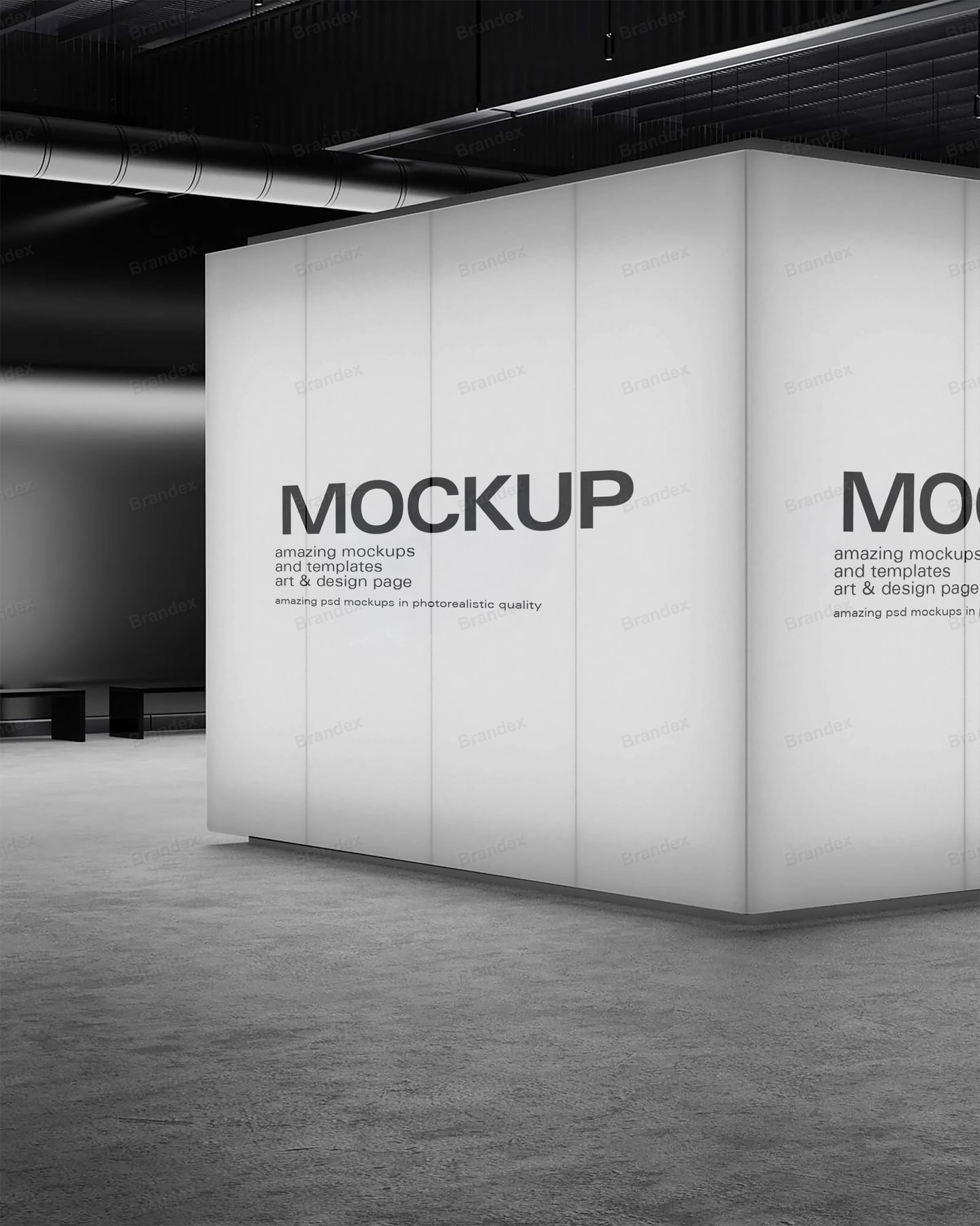 Modern Architectural Backlit Corner Signage and Exhibition Wall Mockup