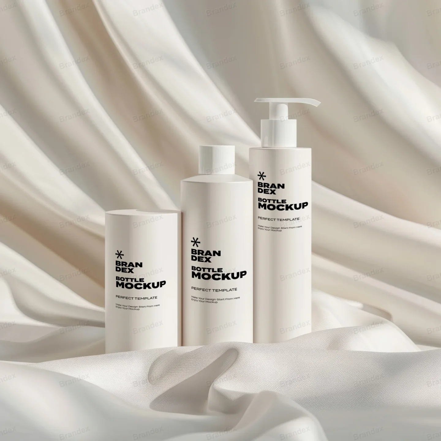 Premium Brandex Beauty Suite – Minimalist Cream-Tone Cosmetic Bottle Mockups
