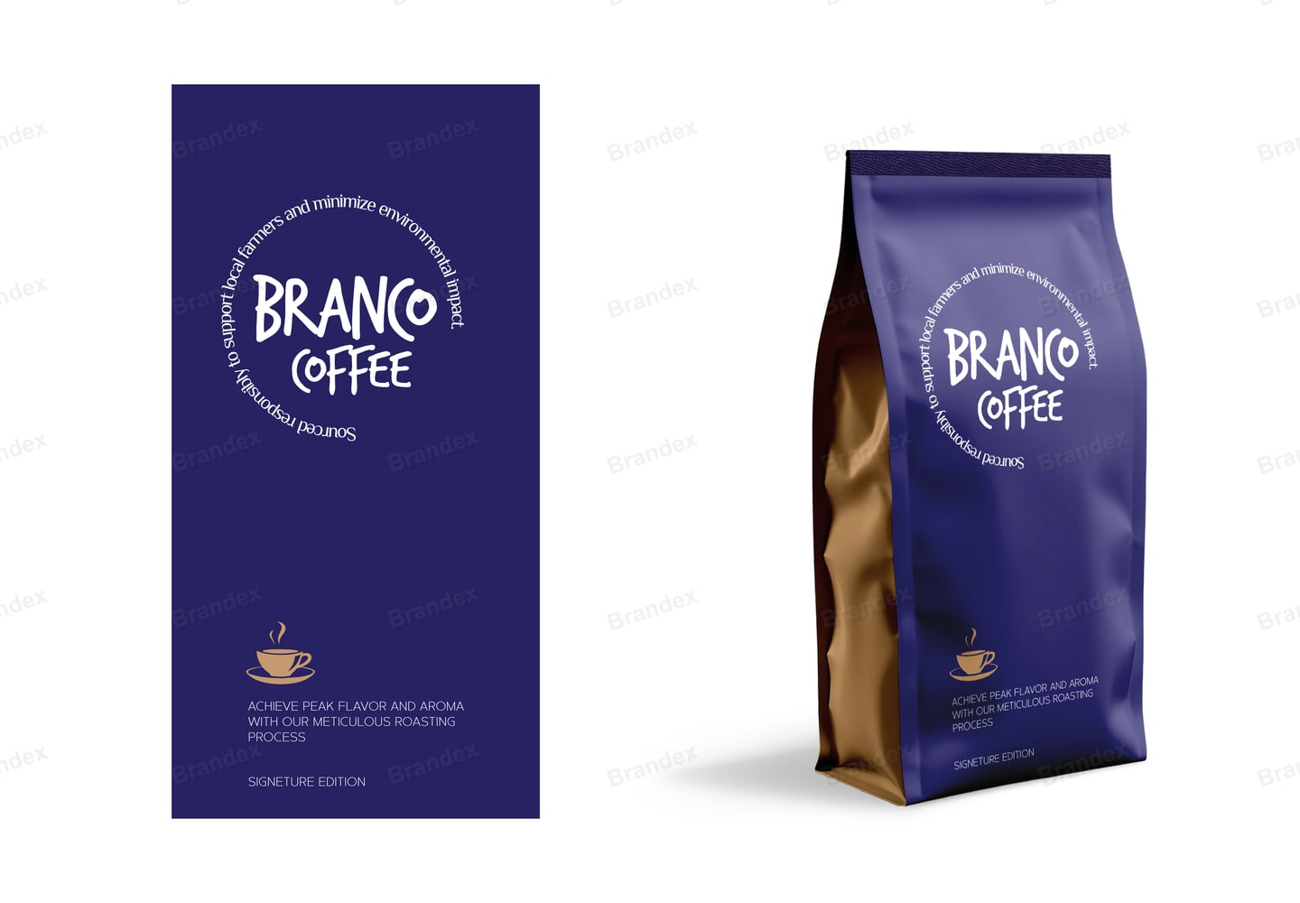 Branco Coffee Signature Edition Bag Packaging Design - Navy & Gold