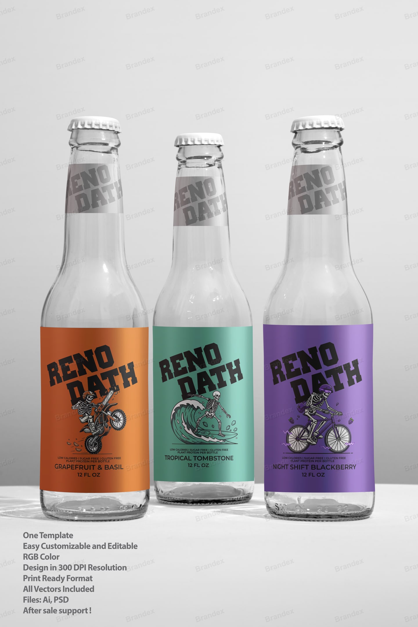 Reno Dath Beverage Bottle Labels Skeleton Character Photoshop