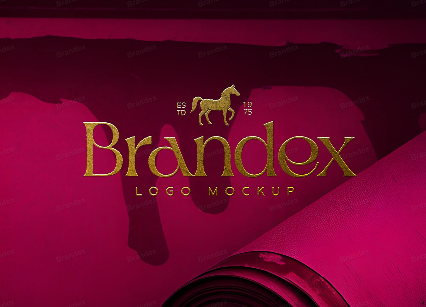 Luxury Brand Gold Foil Logo Mockup Red Textured Paper