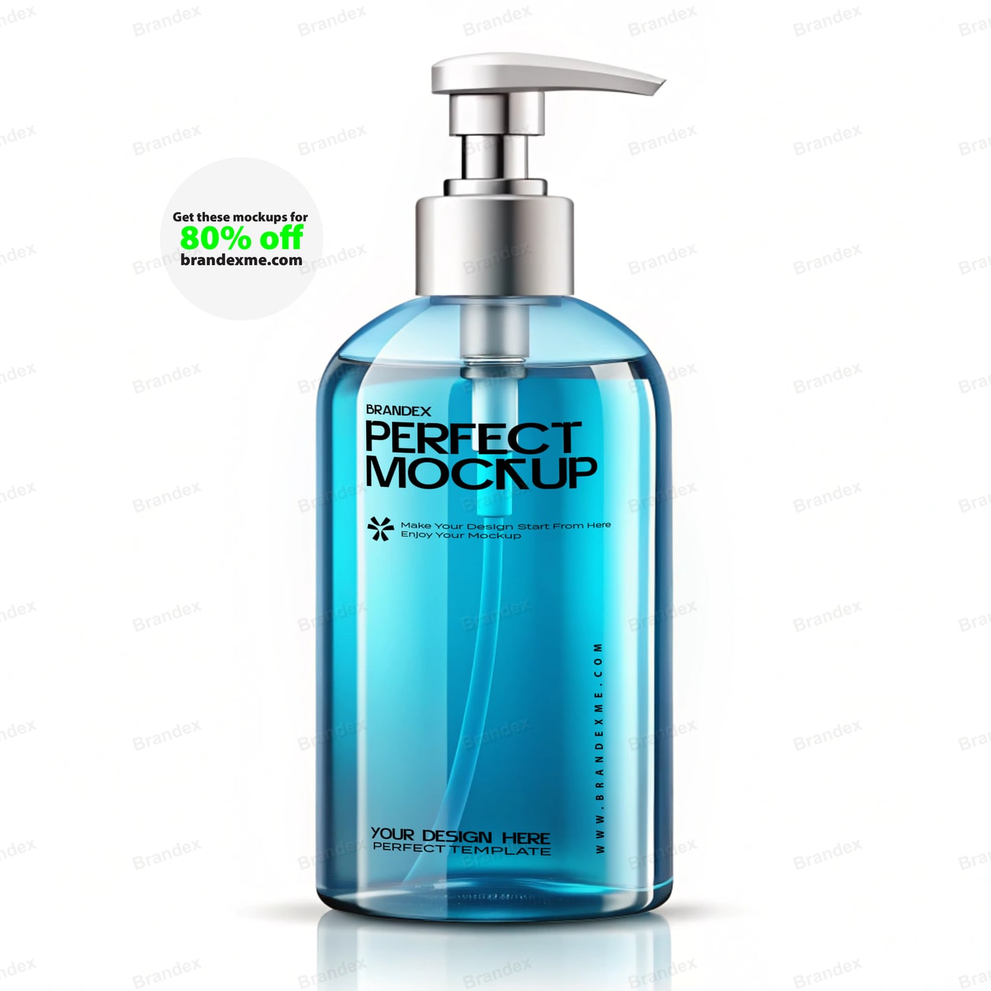 Clear Pump Dispenser Bottle Mockup with Blue Liquid