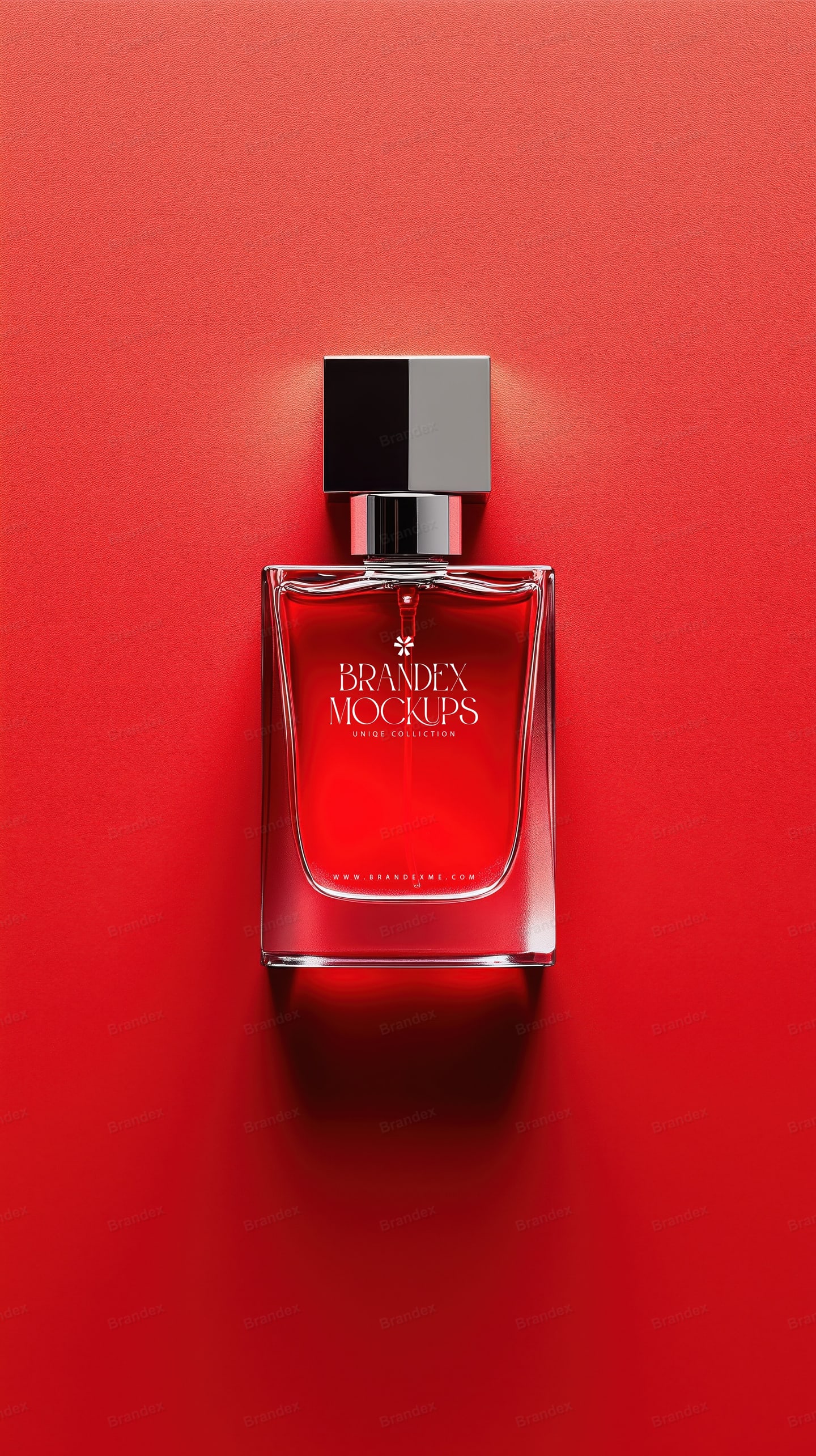 Elegant Red Perfume Bottle Product Display Mockup