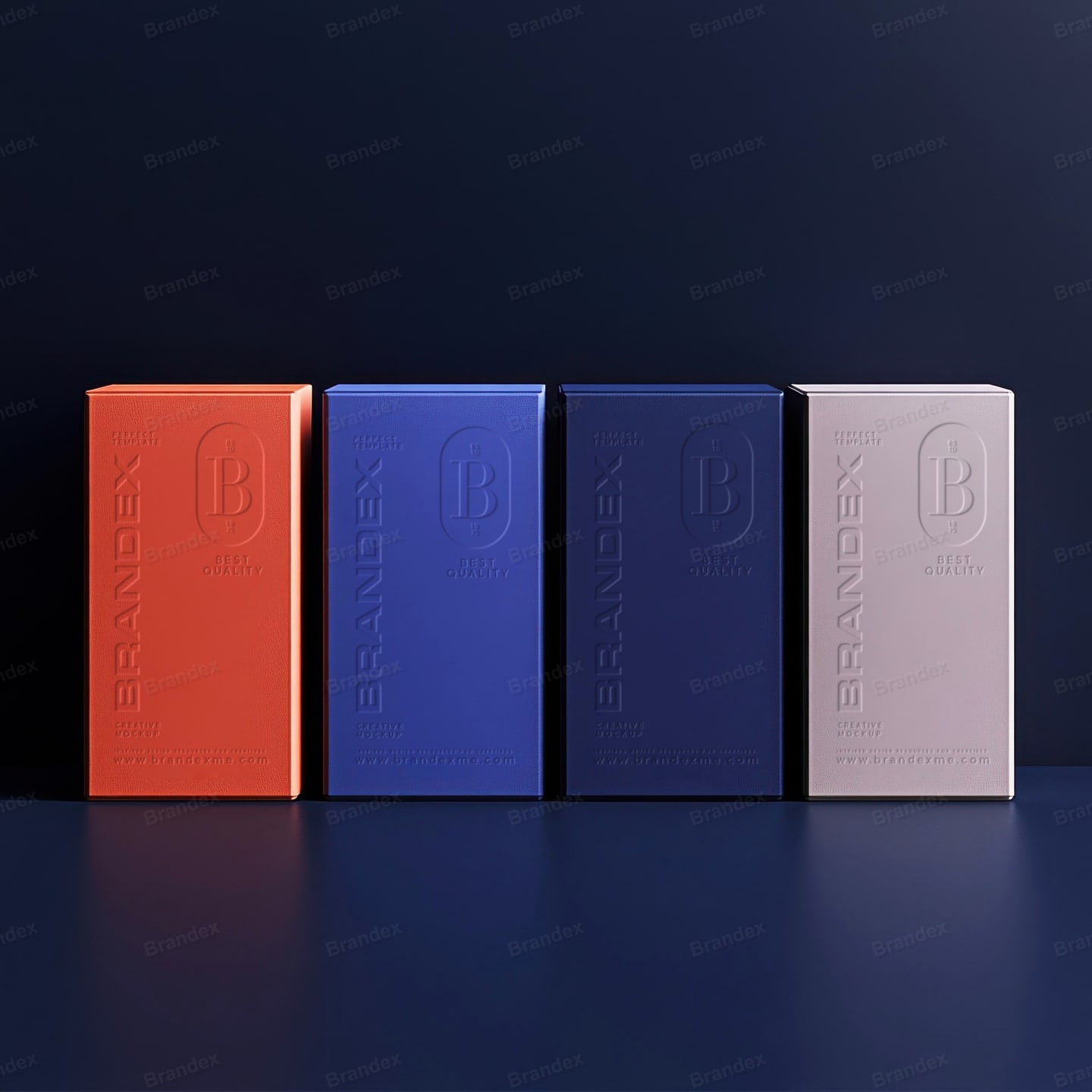Vibrant Colorful Embossed Packaging Box Mockup Set