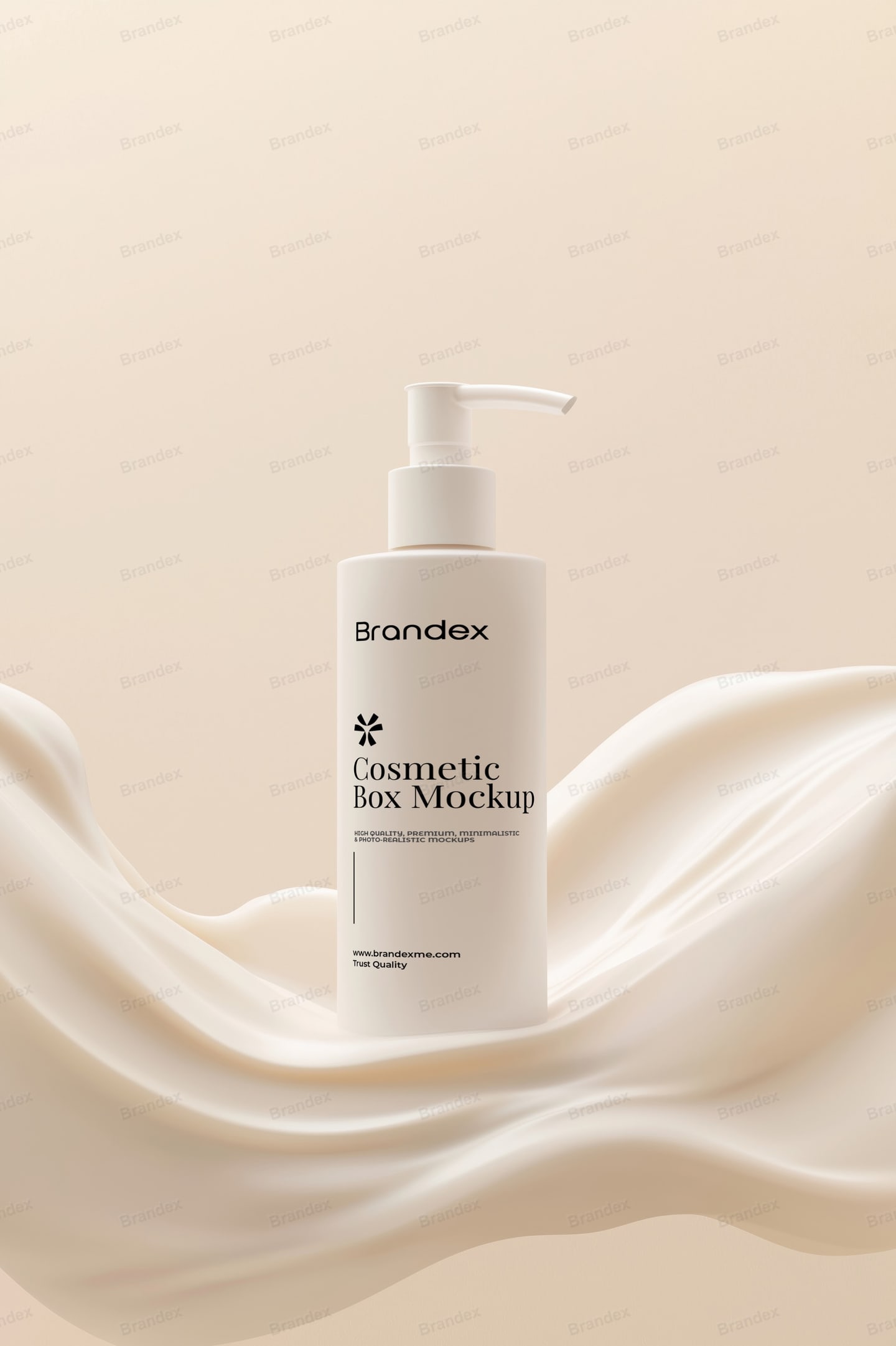 Sleek Cosmetic Pump Bottle Mockup with Cream Background