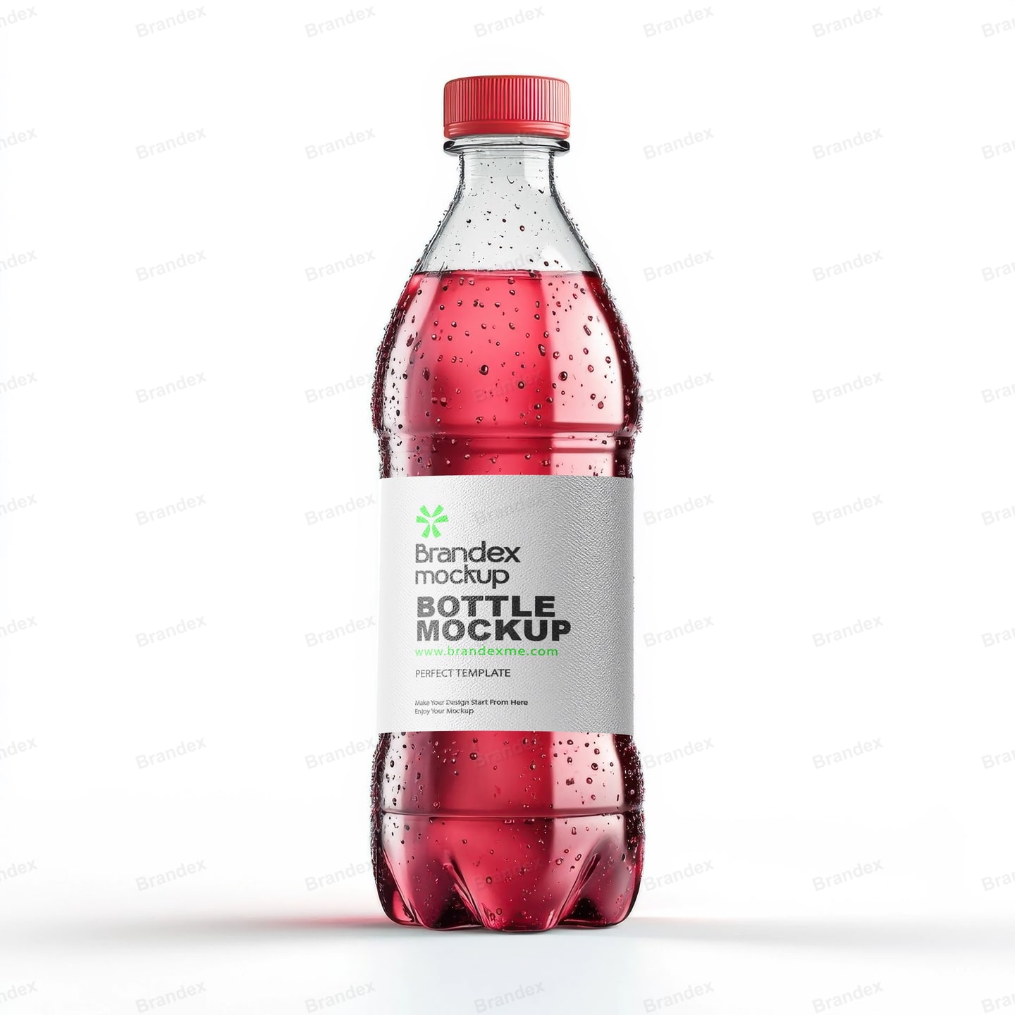 Clear Plastic Soda Bottle Mockup with Red Liquid – Isolated Studio Setup