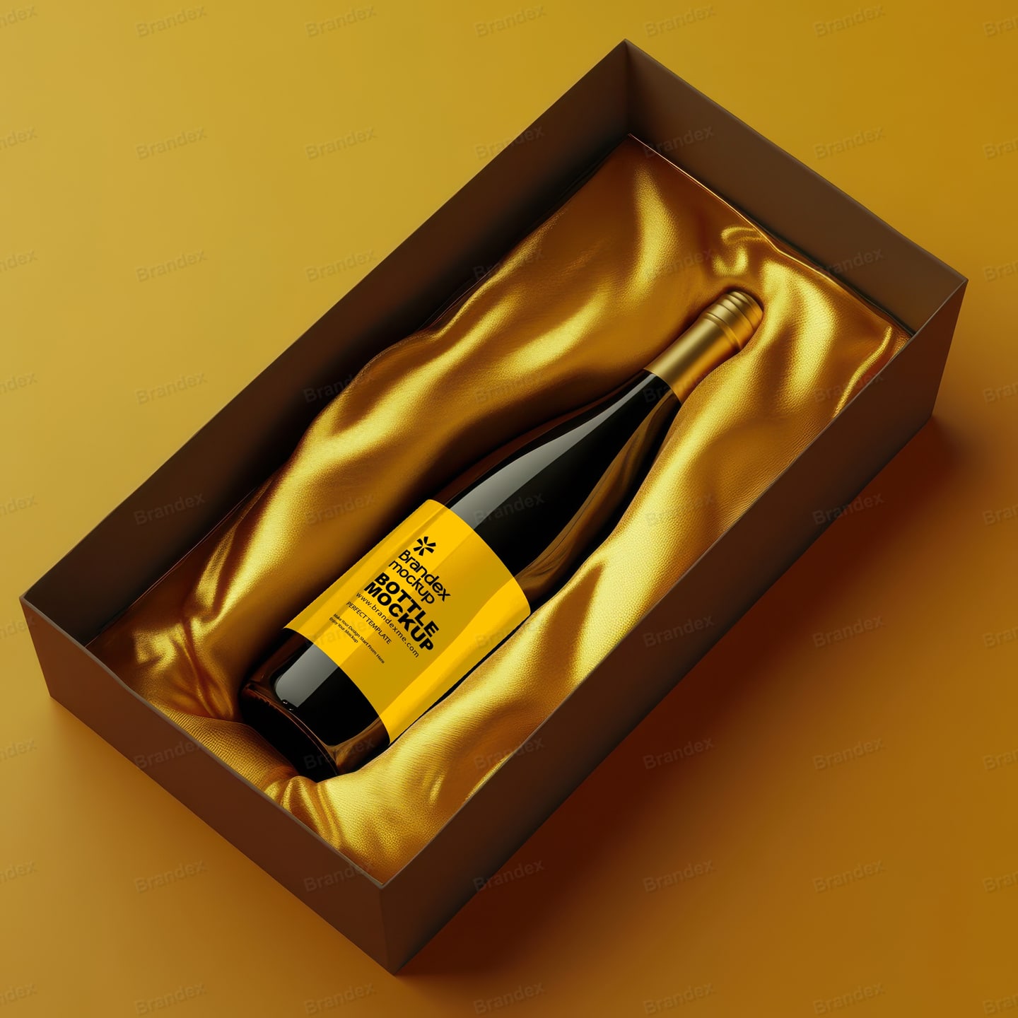 Elegant Wine Bottle and Satin Box Mockup Photography Scene