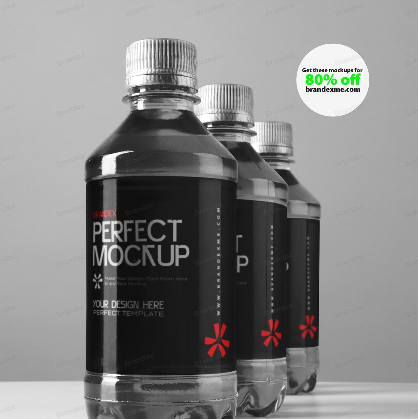 Black Plastic Drink Bottle Mockup Silver Cap Label