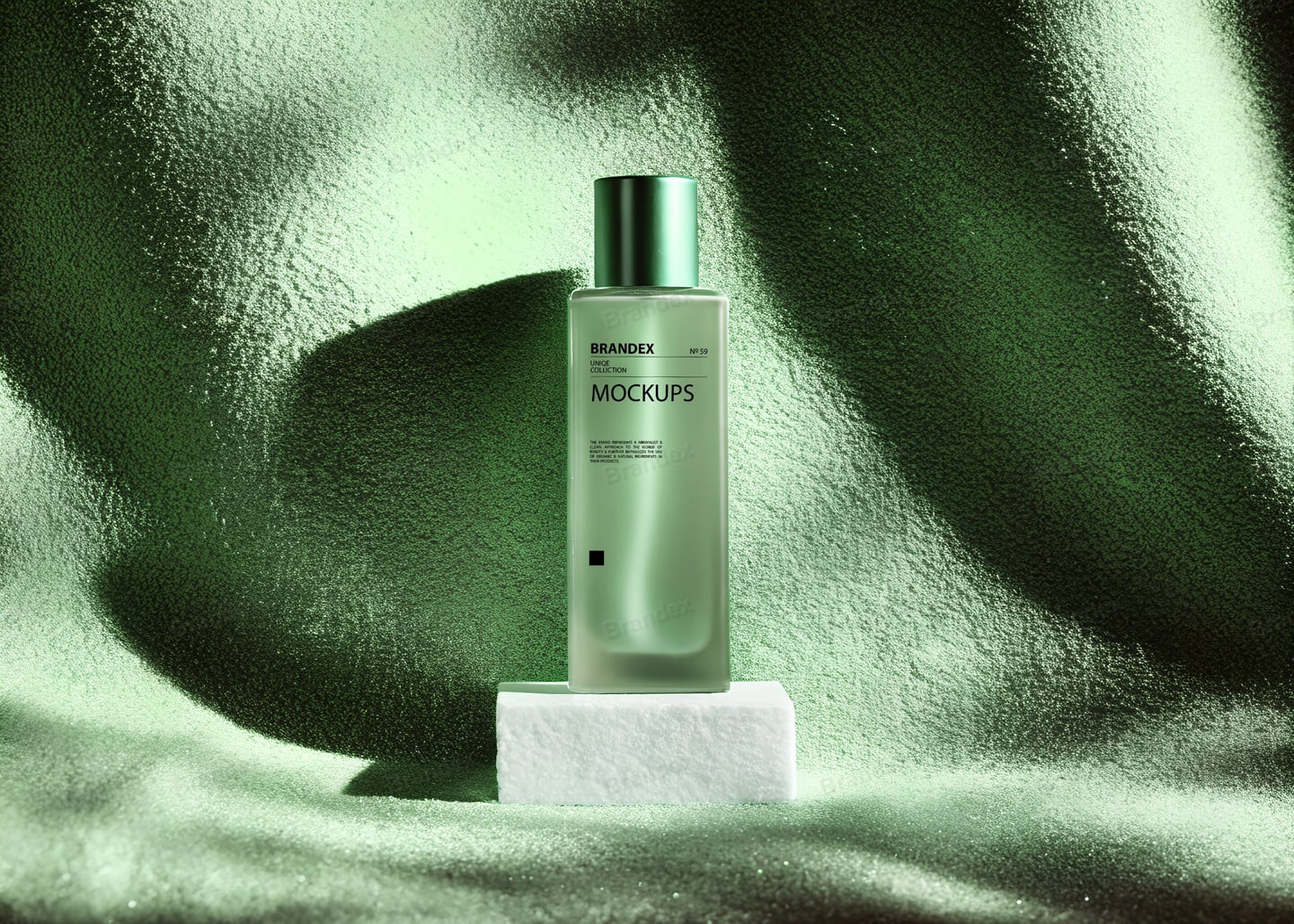 Green Frosted Cosmetic Bottle Mockup 3D Render