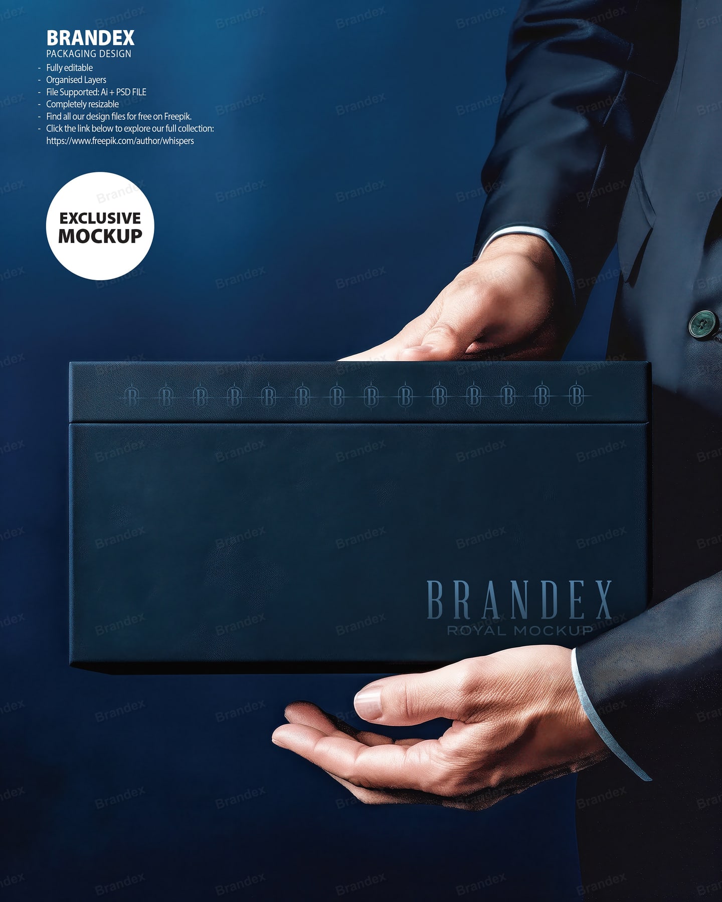 Navy Blue Elegant Gift Box Mockup Presentation