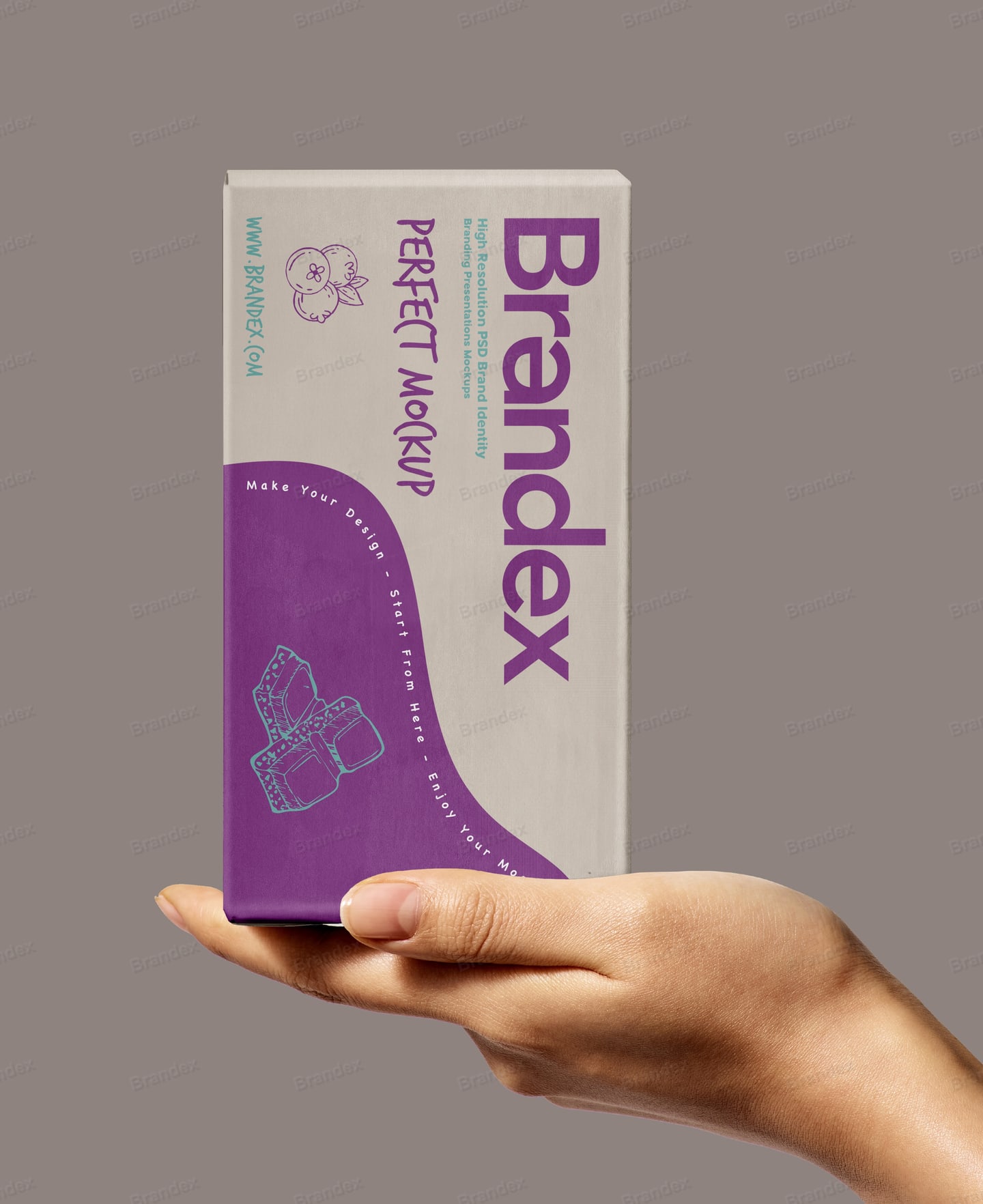 Purple Cream Handheld Box Mockup Product Branding Display