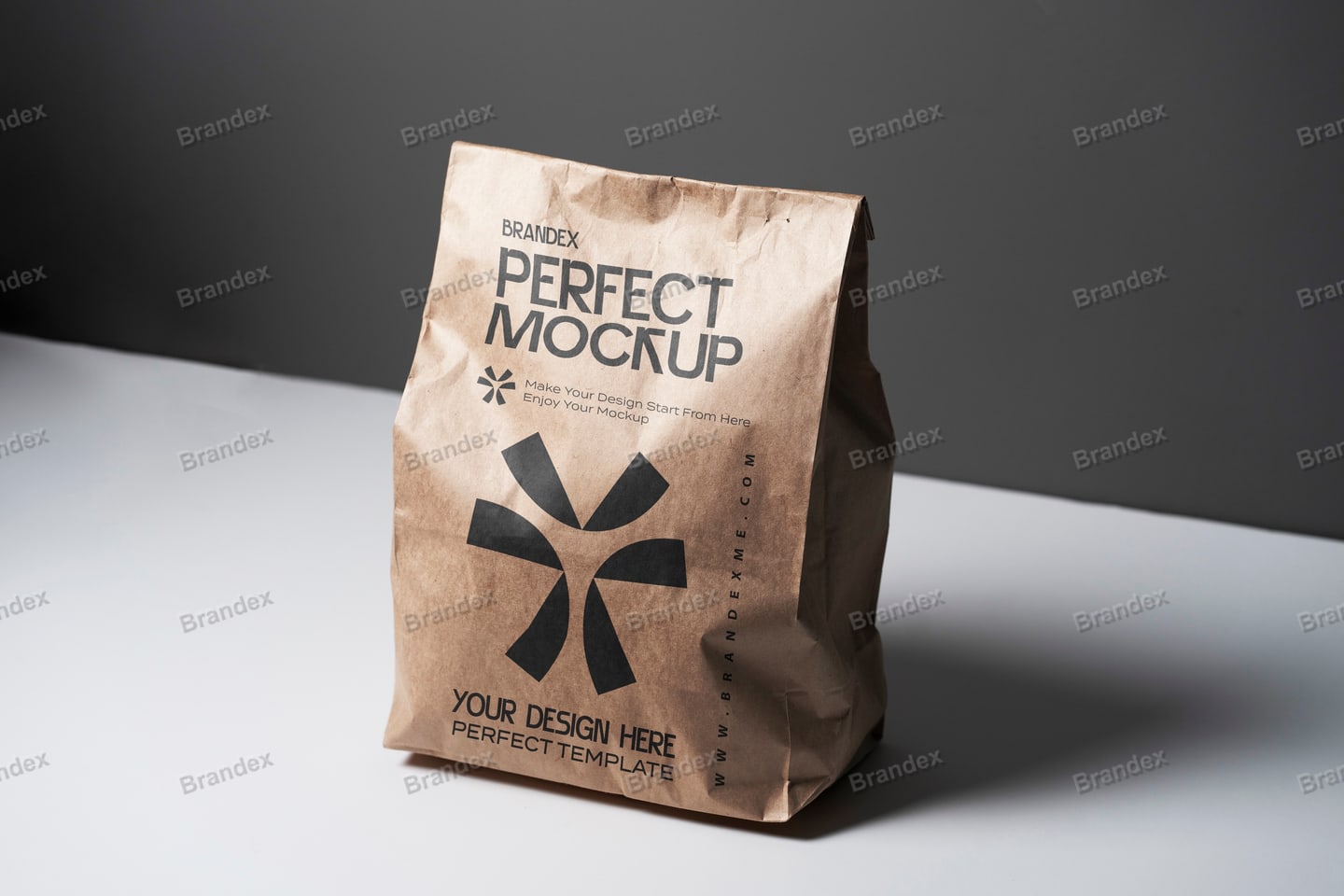 Realistic Crumpled Brown Kraft Paper Bag Branding Mockup