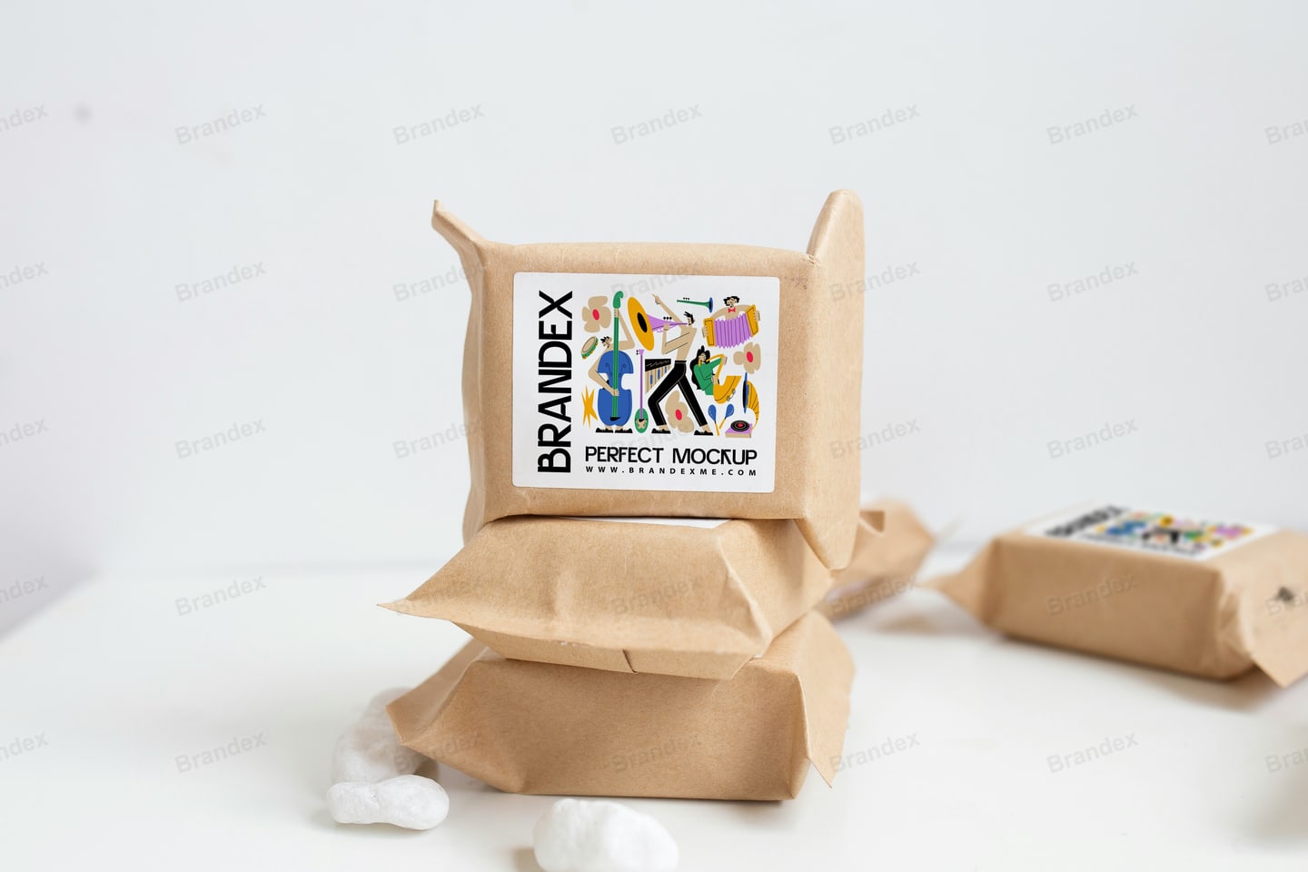Kraft Paper Stand-Up Pouch Snack Packaging Mockup