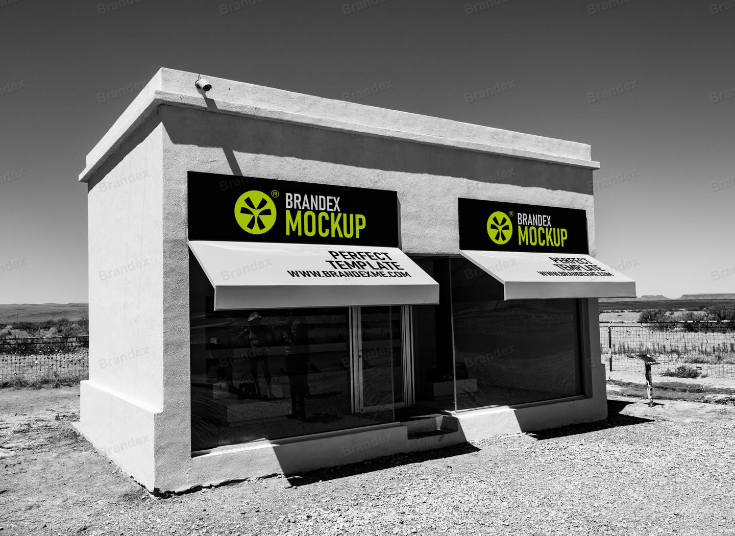 Realistic Shopfront 3D Signage Awning Branding Mockup