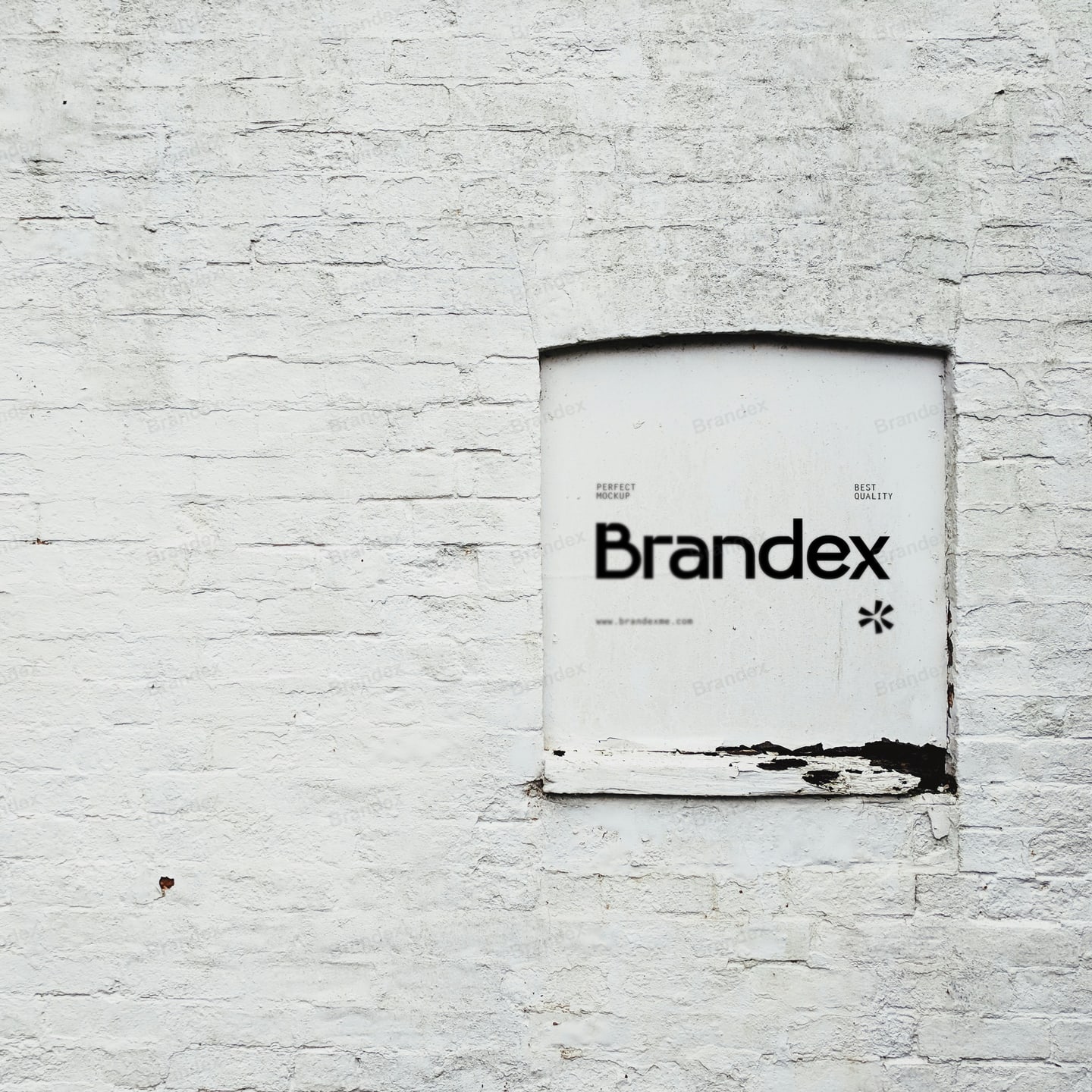 White Brick Wall Logo Mockup Urban Grunge Style